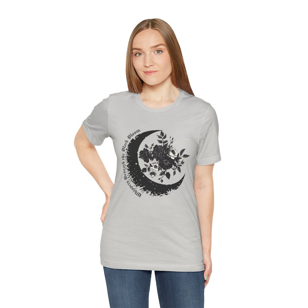 Floral Tee — Crescent Moon Design - Gothic Moon Tee - Dark Aesthetic - Midnight Eye, LLC