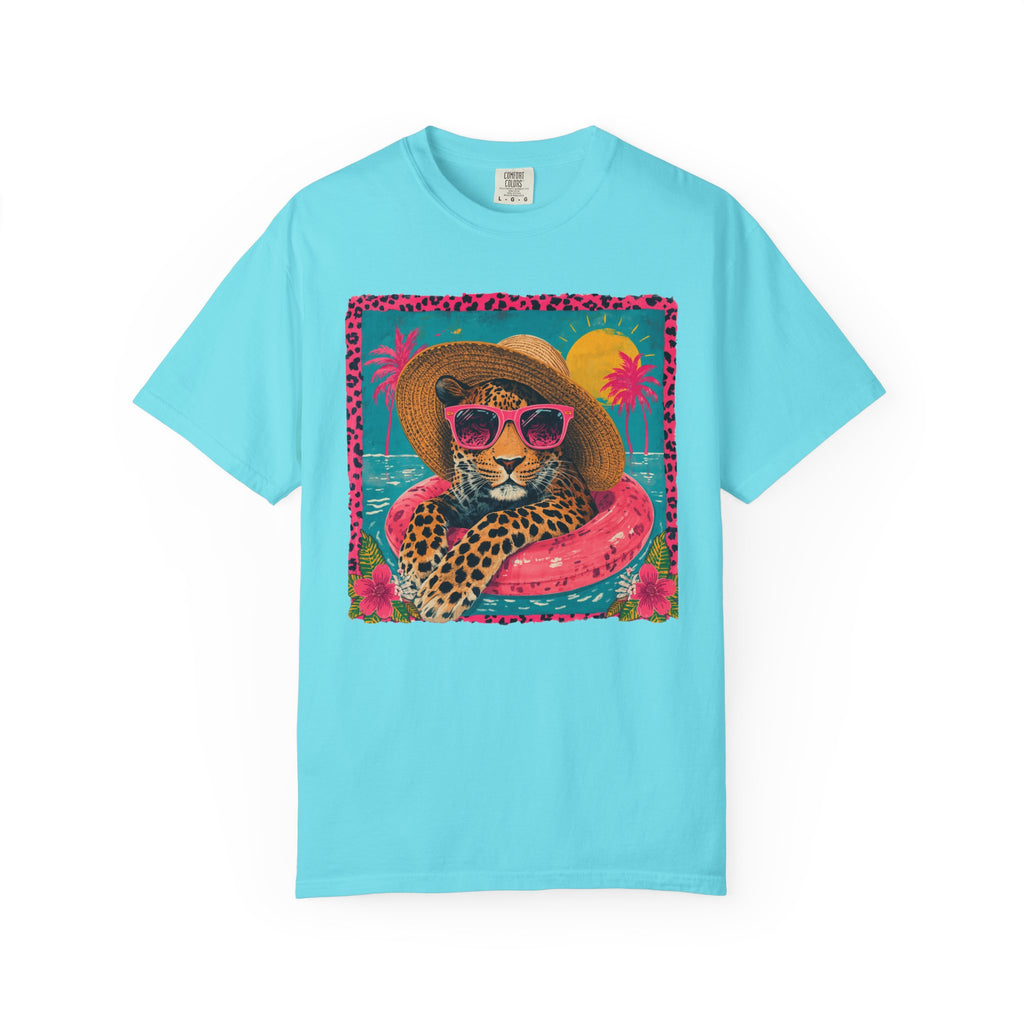 T-Shirt — Tropical Leopard in Sunglasses Summer Graphic - Sassy Vacation T-Shirt. Midnight Eye, LLC.