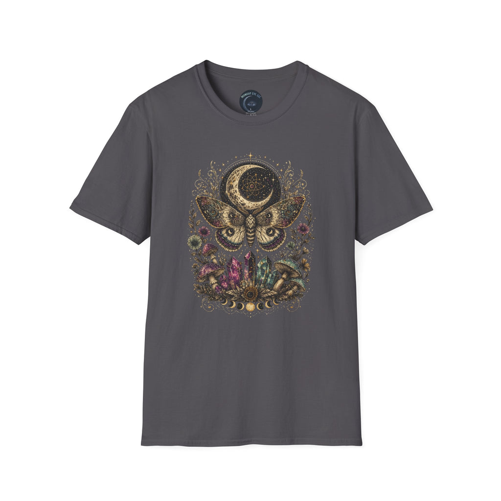 Mystic Moon Moth T-Shirt — Celestial Moth & Crescent Moon Graphic Tee - Midnight Eye, LLC