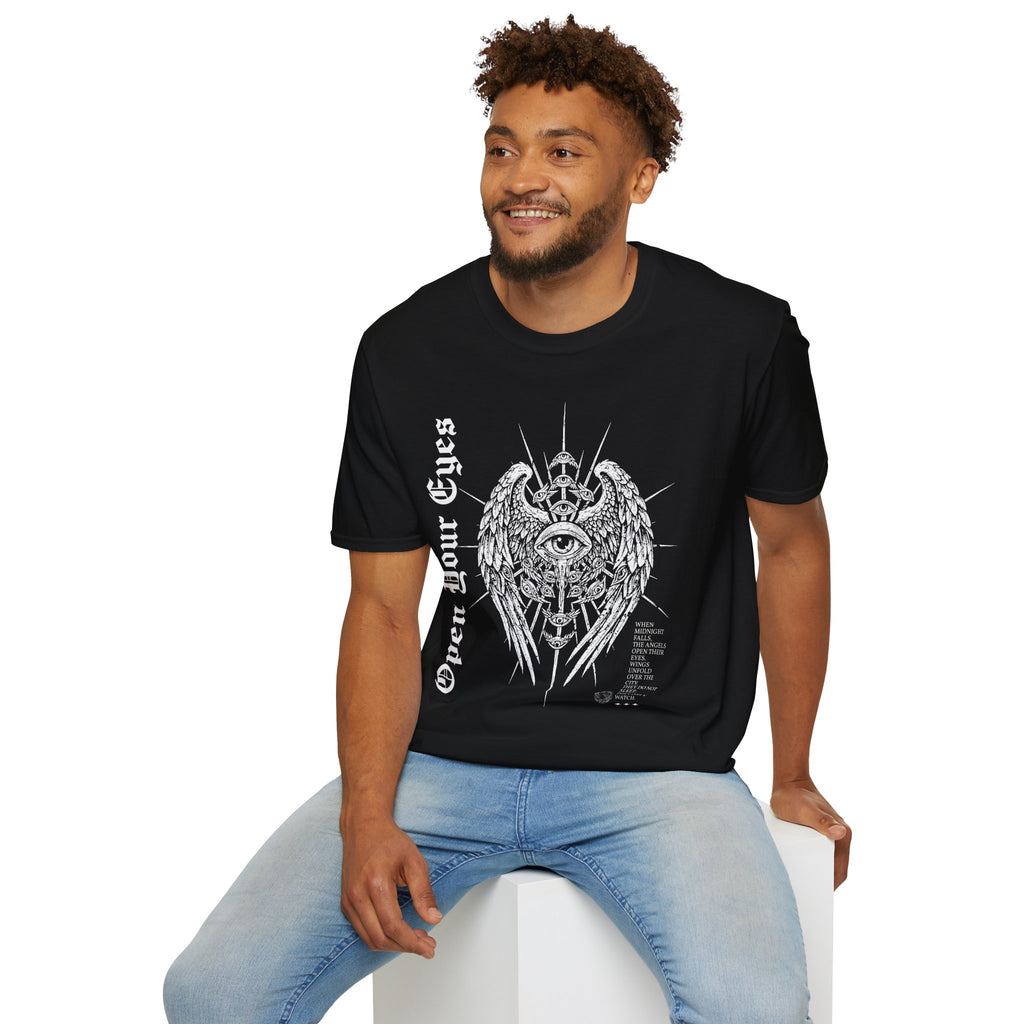 Wings and Eyes Graphic T-Shirt - Streetwear T-Shirt - Gothic Tee - Dark Aesthetic Tee - Mystical T-Shirt - Midnight Eye, LLC