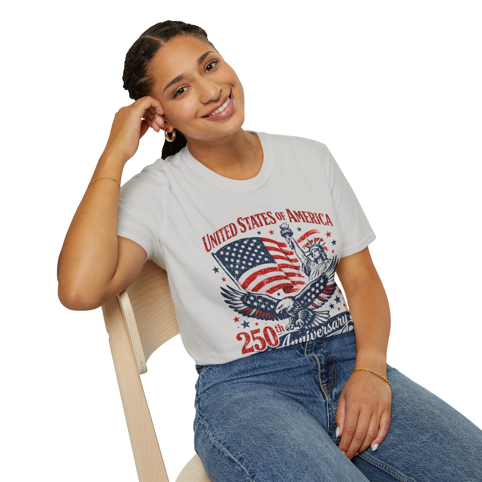 250th Anniversary USA T-Shirt – American Flag, Eagle & Statue of Liberty Patriotic Tee - Midnight Eye, LLC