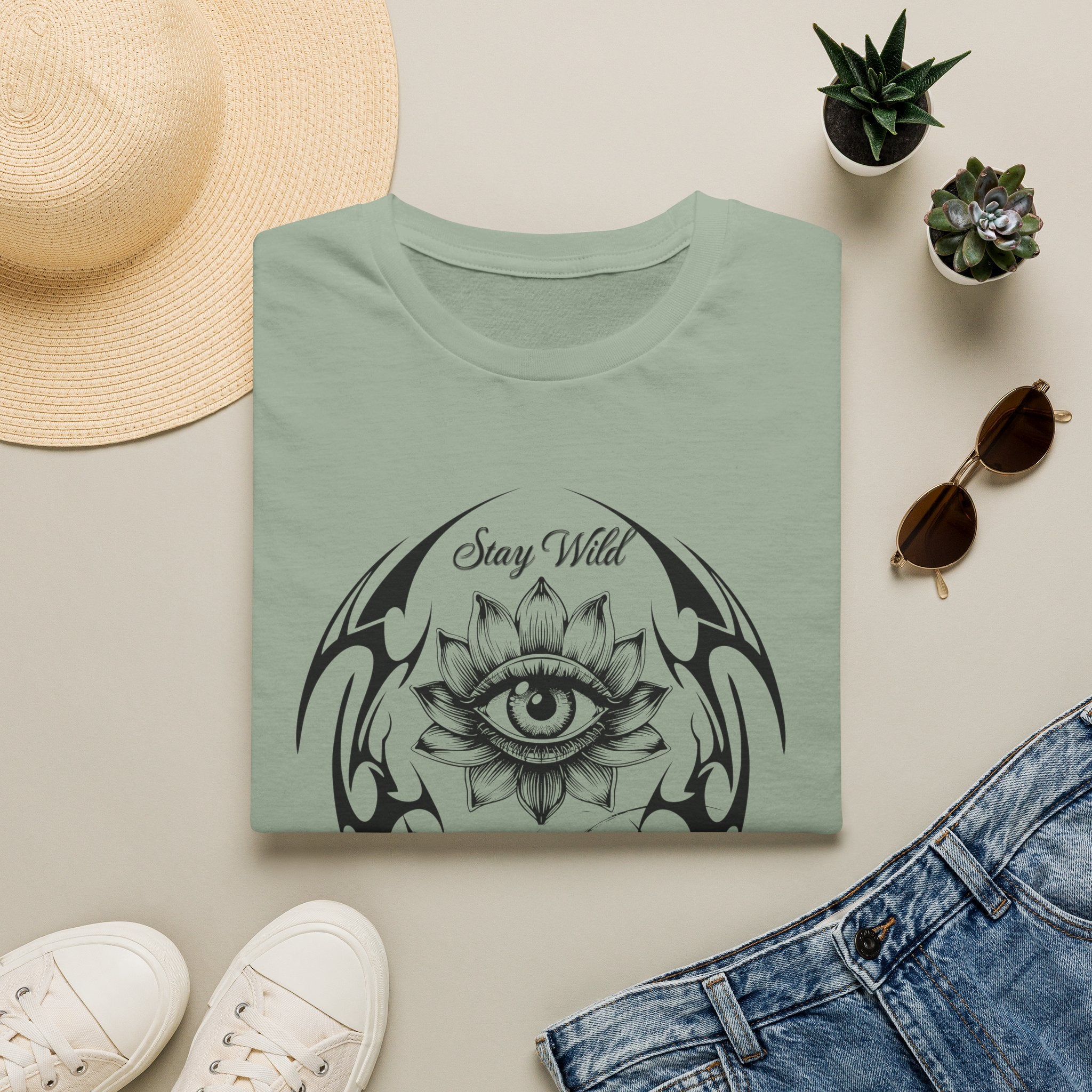 Midnight Eye Graphic T-Shirt — Mystical Lotus All - Seeing Eye Tee - Streetwear T-Shirt - Midnight Eye, LLC