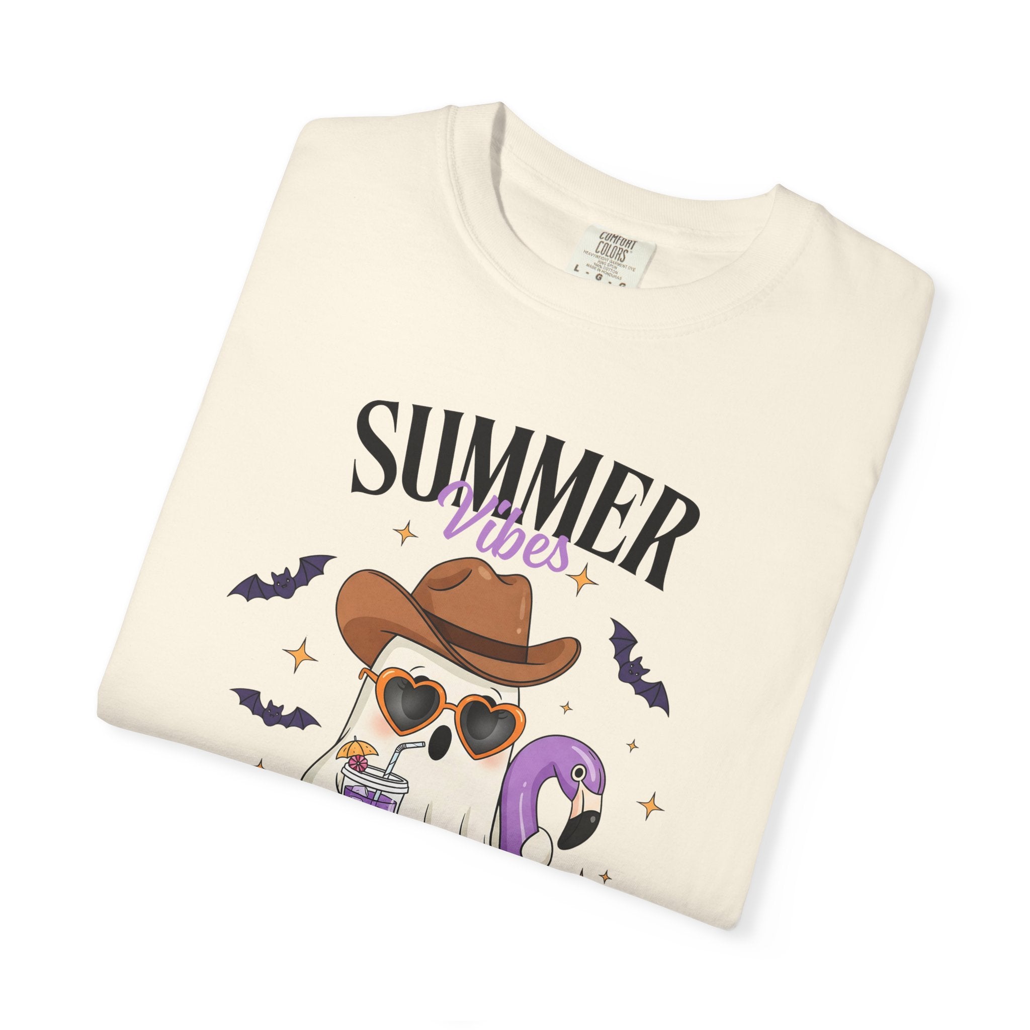 Spooky Summer Ghost T-Shirt — Cute Cowboy Hat & Sunglasses Funny Tee - Midnight Eye, LLC