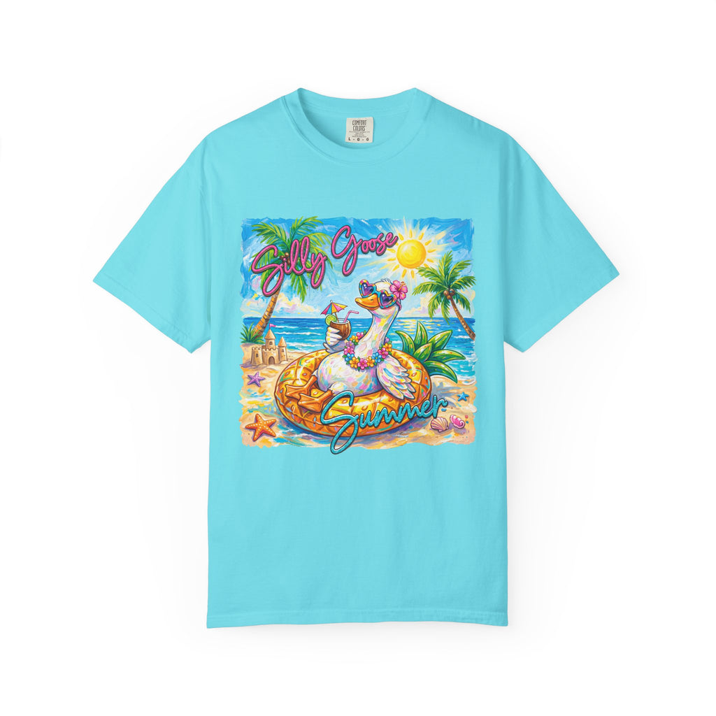 Silly Goose Summer T-Shirt - Colorful Summer Girl Tee - Beach Tee - Tropical T-Shirt, Midnight Eye, LLC