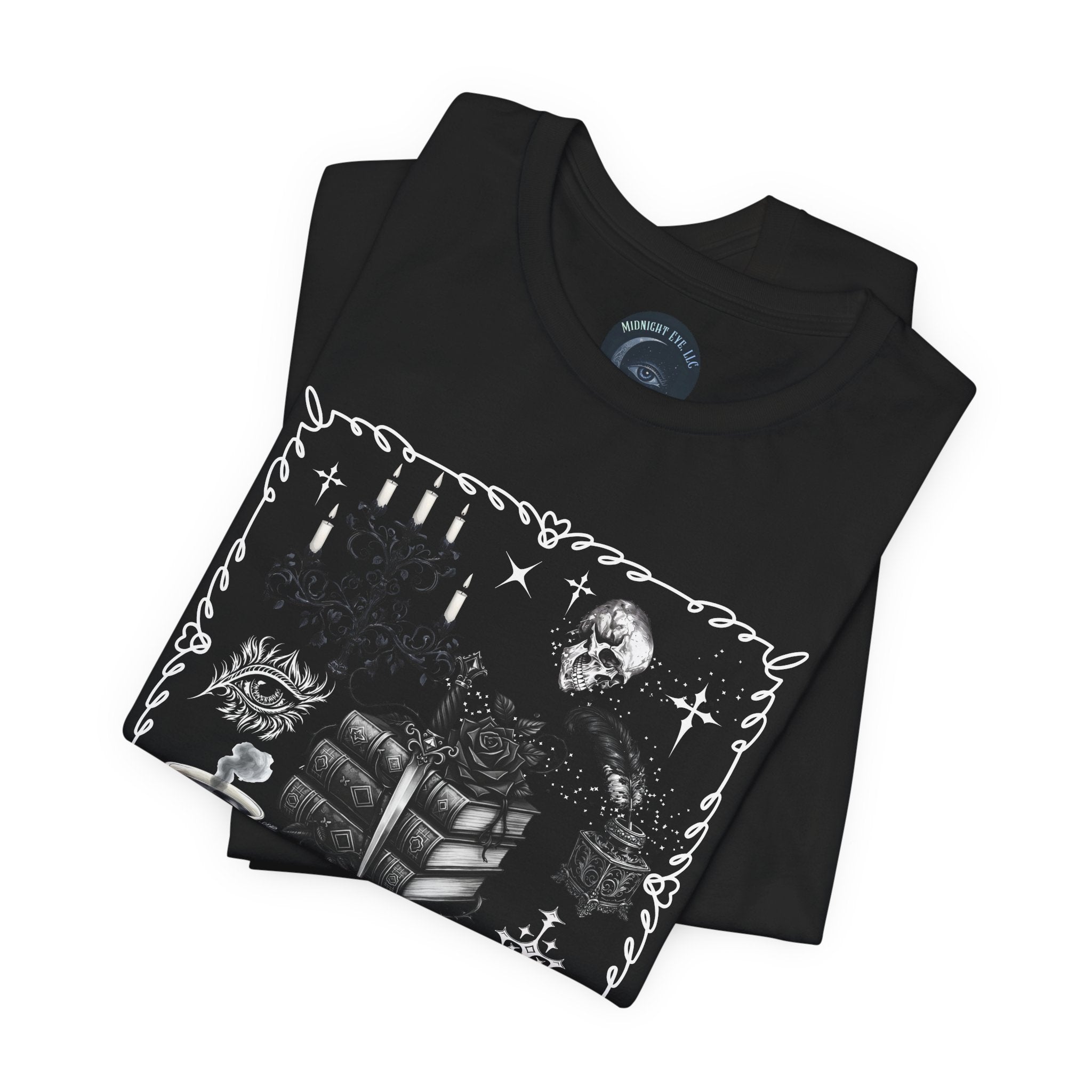 Reading, Coffee & Books T-Shirt — Cozy Gothic Booklover Tee - Dark Aesthetic T-Shirt