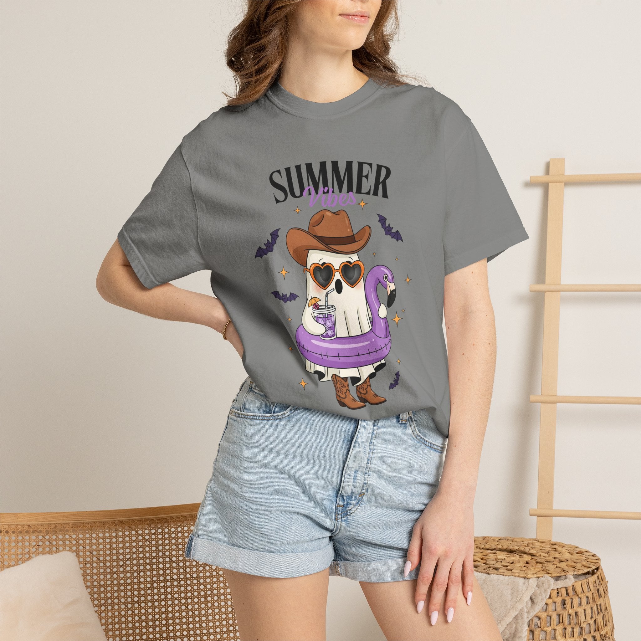 Spooky Summer Ghost T-Shirt — Cute Cowboy Hat & Sunglasses Funny Tee - Midnight Eye, LLC