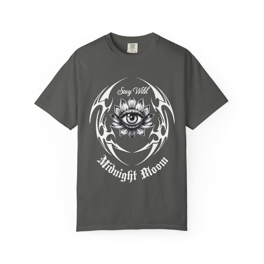 Stay Wild Midnight Moon T-Shirt — Mystical Lotus Eye Graphic Tee - Goth Tee- Dark Aesthetic T-Shirt. Midnight Eye, LLC