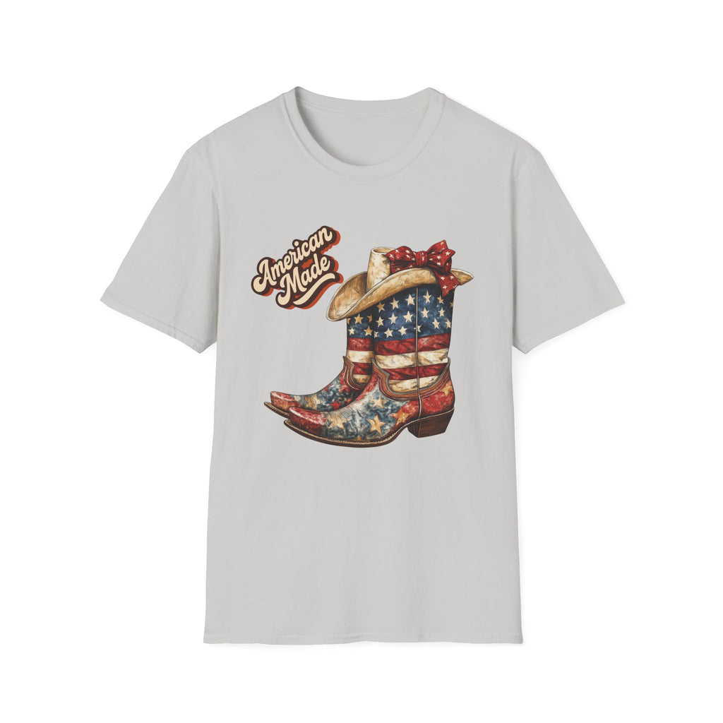American Made Flag Girl Boots T-Shirt - Vintage Cowgirl Boots - Vintage Tee - Midnight Eye, LLC