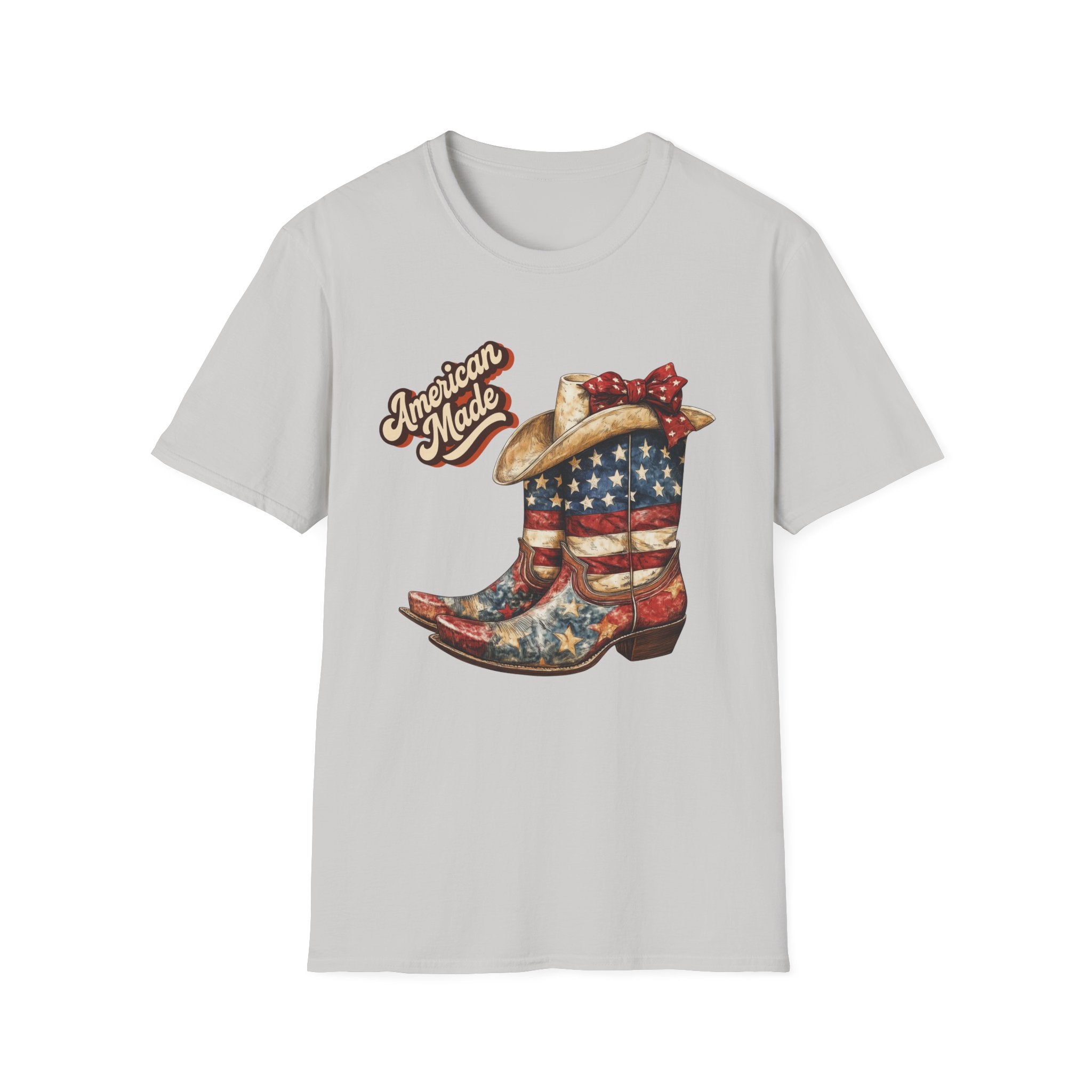American Made Flag Girl Boots T-Shirt - Vintage Cowgirl Boots - Vintage Tee - Midnight Eye, LLC