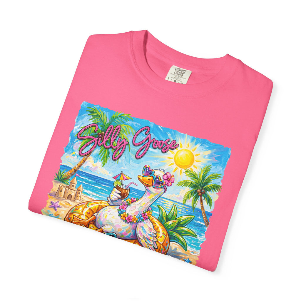 Silly Goose Summer T-Shirt - Colorful Summer Girl Tee - Beach Tee - Tropical T-Shirt - Midnight Eye, LLC
