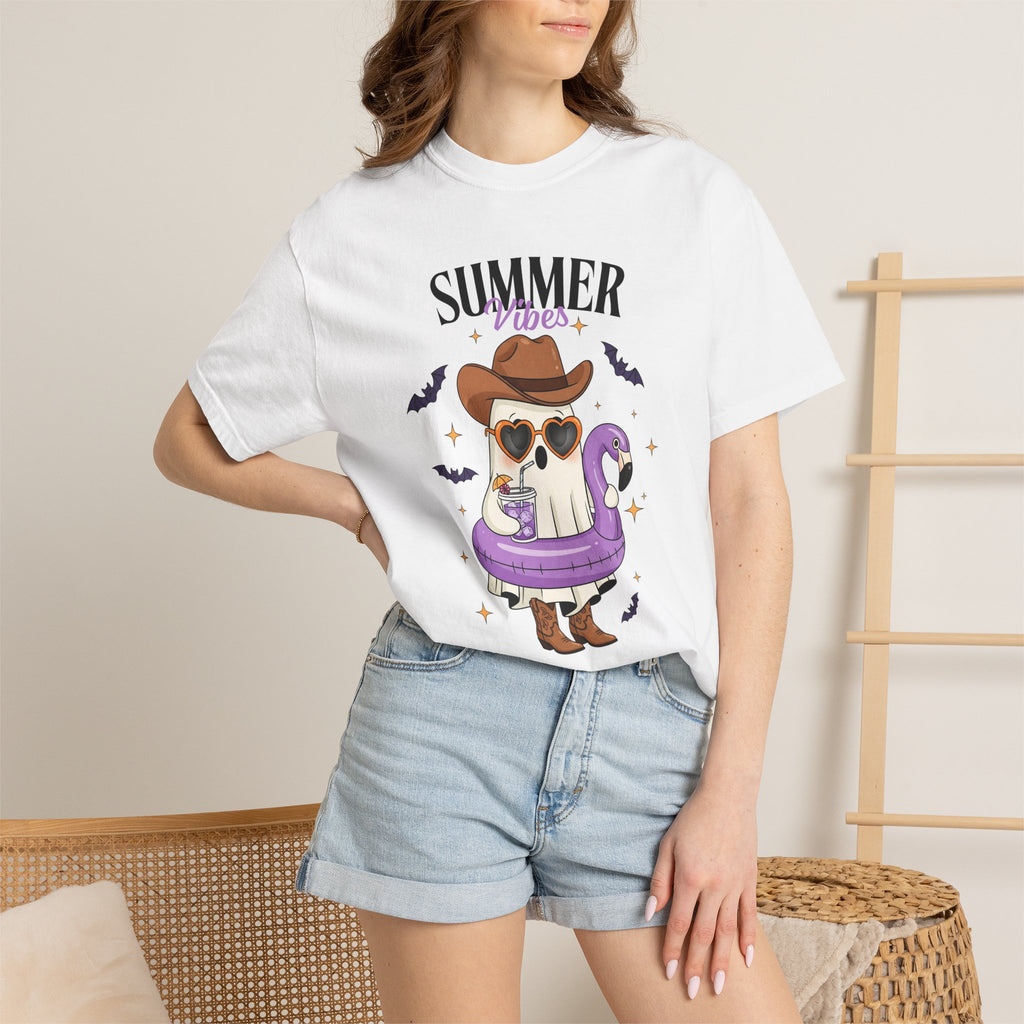 Spooky Summer Ghost T-Shirt — Cute Cowboy Hat & Sunglasses Funny Tee - Midnight Eye, LLC