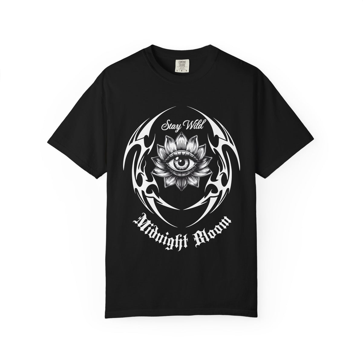 Stay Wild Midnight Moon T-Shirt — Mystical Lotus Eye Graphic Tee - Goth Tee- Dark Aesthetic T-Shirt. Midnight Eye, LLC