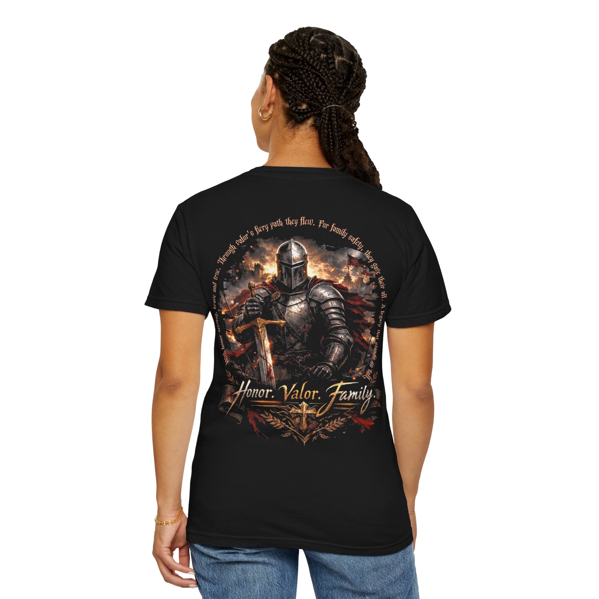 Knight Armor T-Shirt — "Honor. Valor. Family." Medieval T-Shirt - Family Inspirational Tee - Midnight Eye, LLC