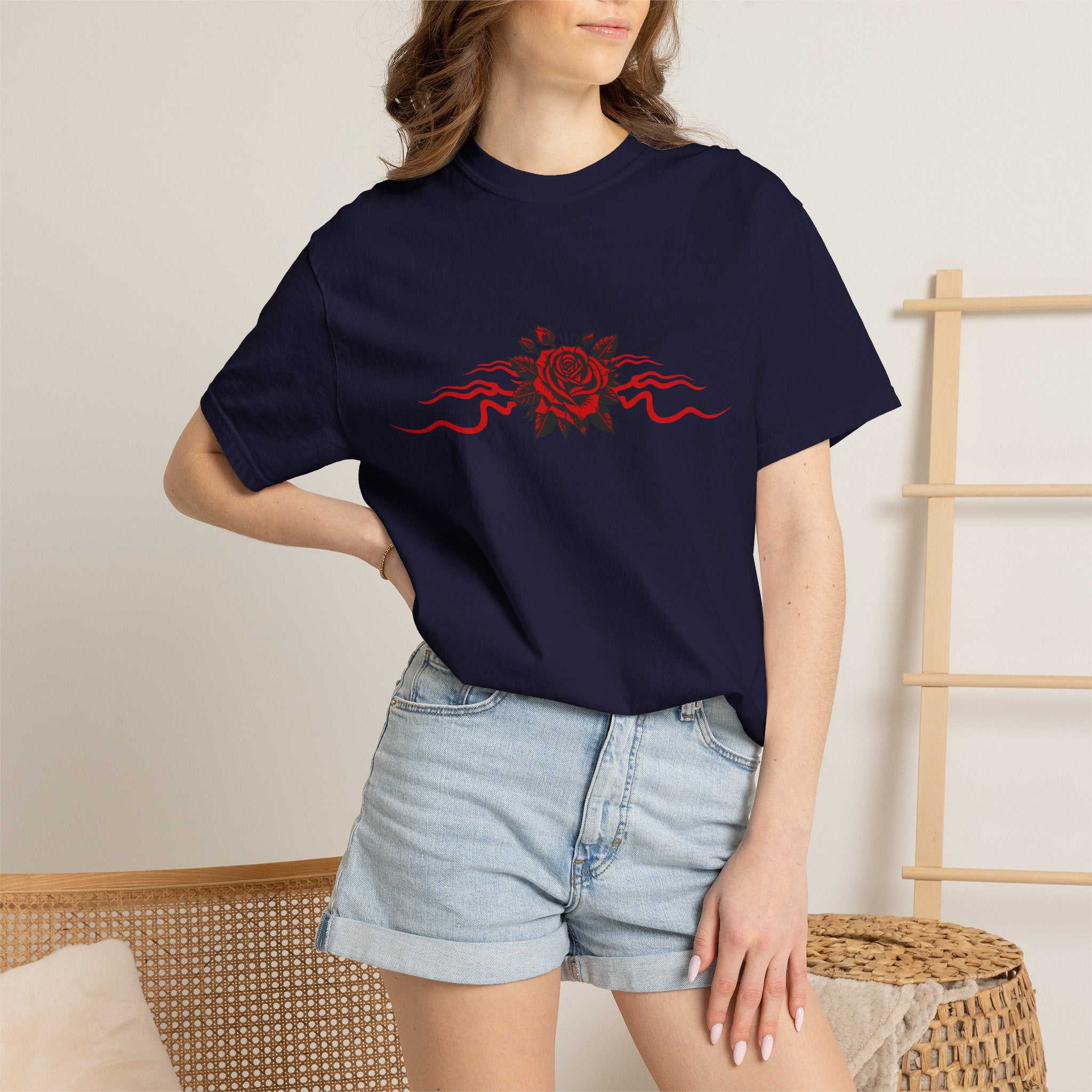 Winged-Eye Graphic Tee — Third Eye Rock Band Shirt - Streetwear Tee - Gothic Red Rose T-Shirt. Midnight Eye, LLC