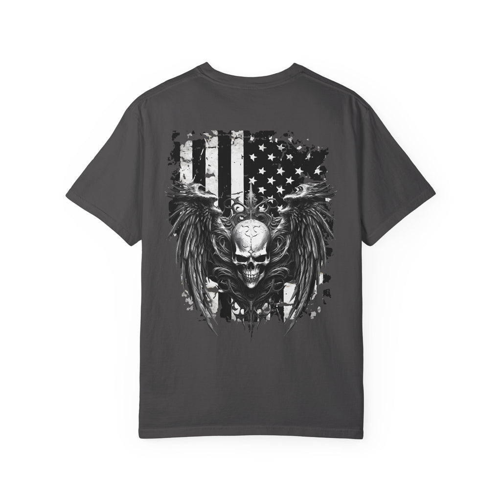 Freedom Skull T-Shirt — American Flag Winged Skull Graphic Tee - Midnight Eye, LLC