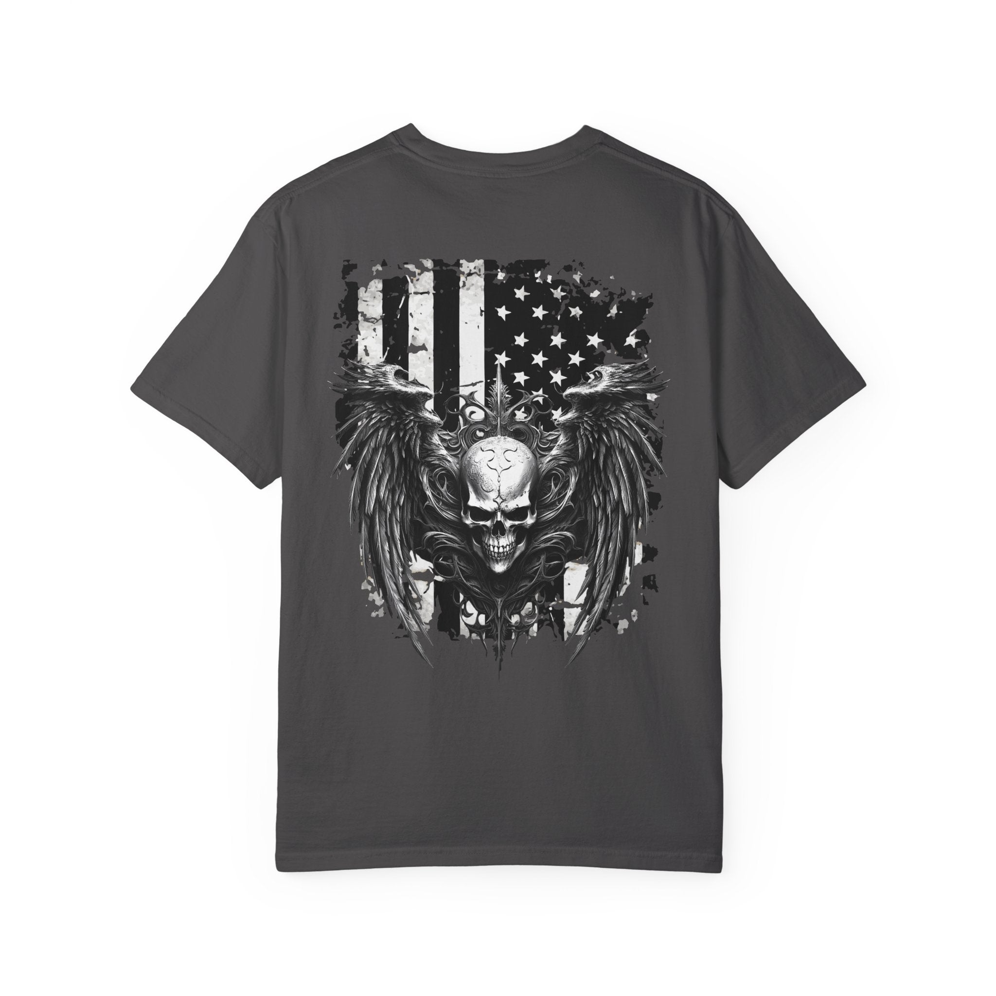Freedom Skull T-Shirt — American Flag Winged Skull Graphic Tee - Midnight Eye, LLC