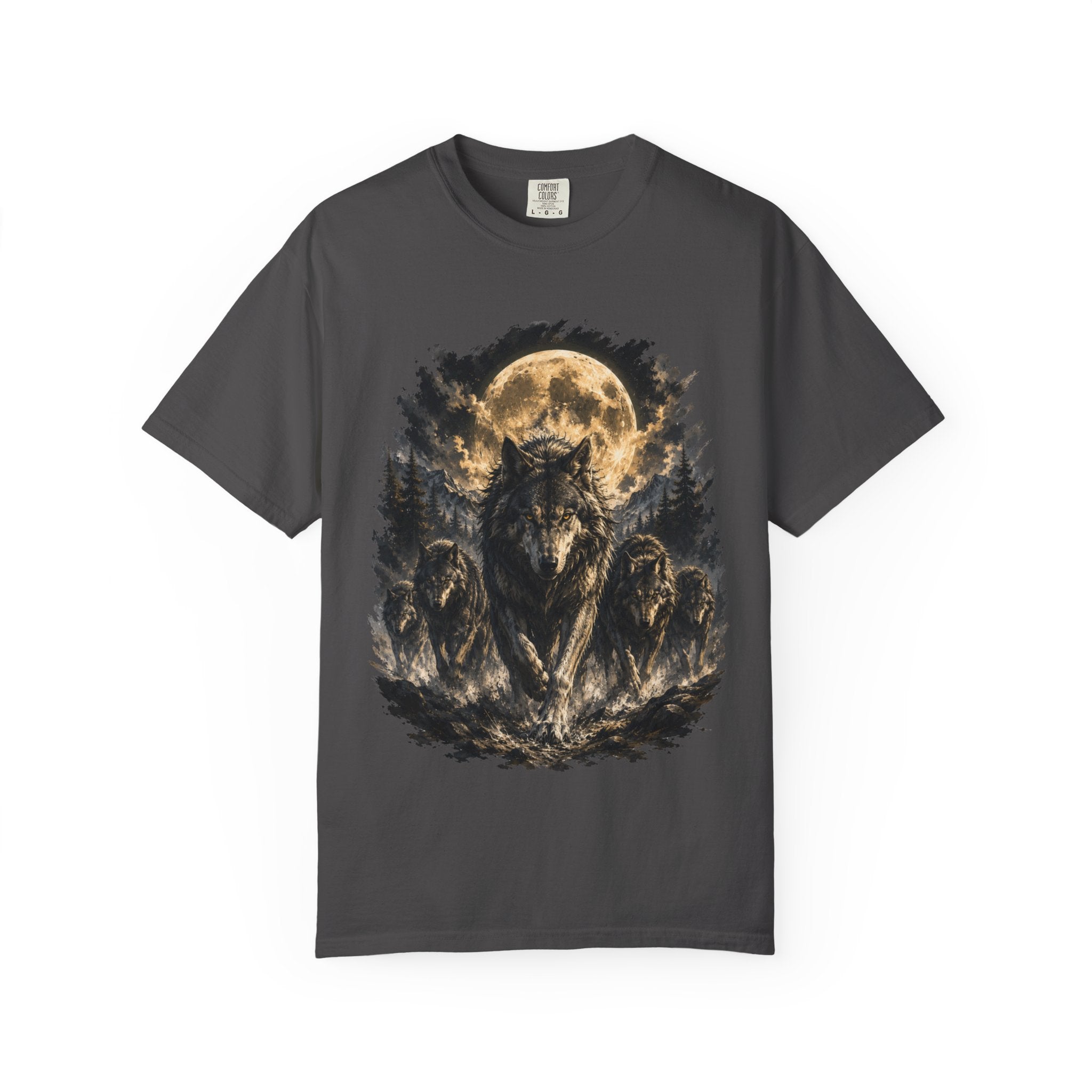 Wolf Pack Mystical Moon T-Shirt — Vintage Moonlit Forest Graphic Tee