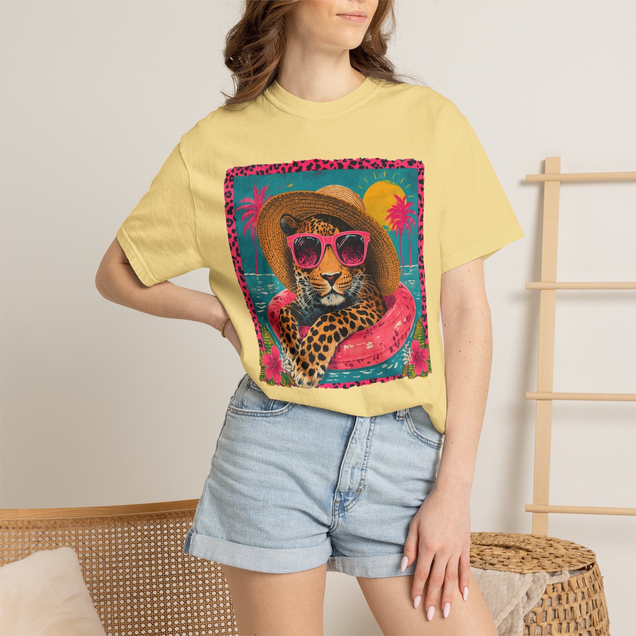 T-Shirt — Tropical Leopard in Sunglasses Summer Graphic - Sassy Vacation T-Shirt