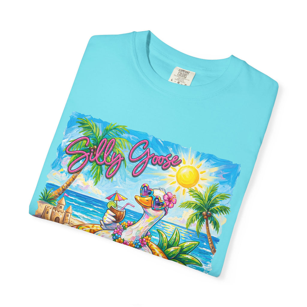 Silly Goose Summer T-Shirt - Colorful Summer Girl Tee - Beach Tee - Tropical T-Shirt, Midnight Eye, LLC