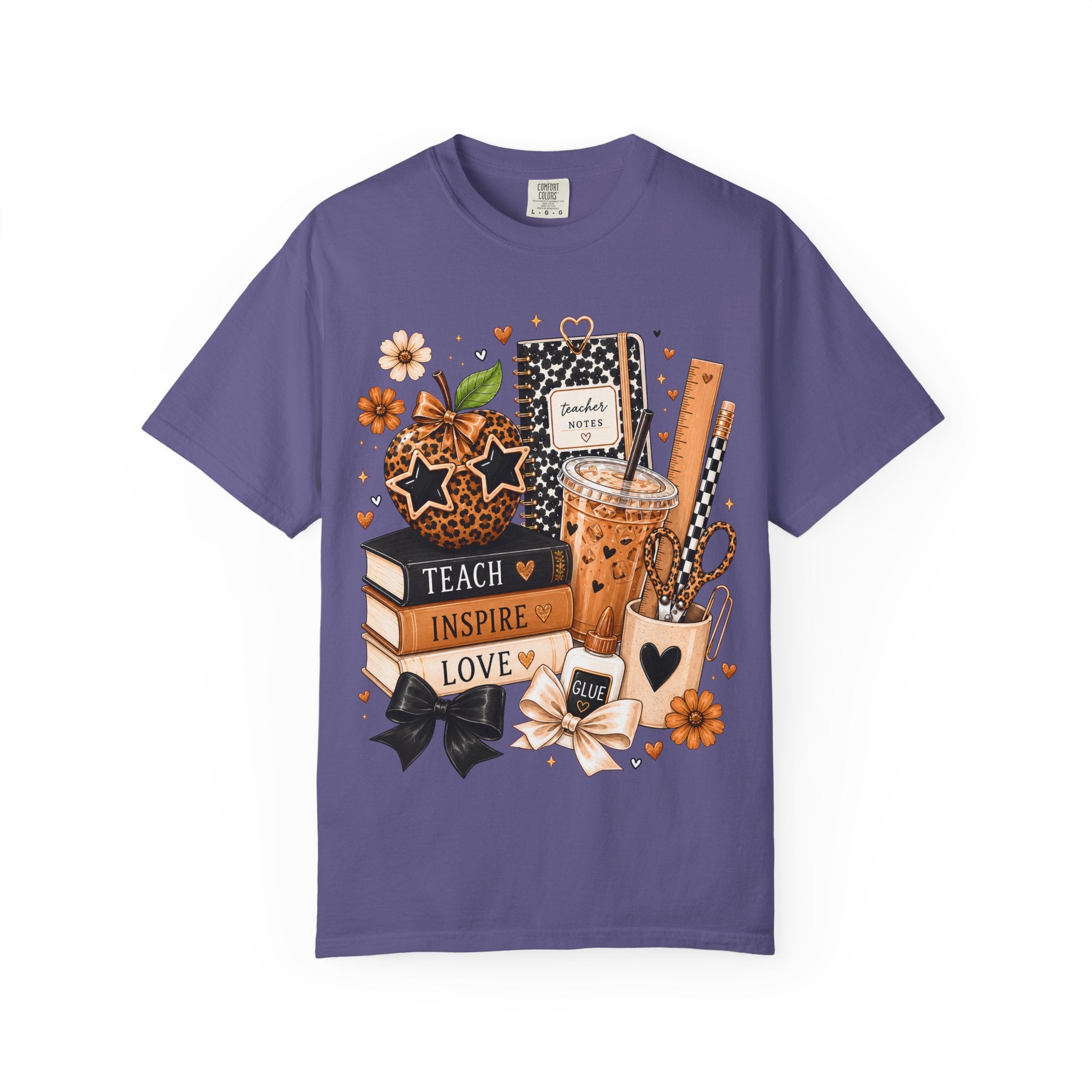 Teacher Life T‑Shirt — Teach Inspire Love Fall Apple & Coffee Graphic Tee