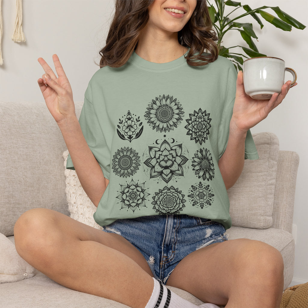 Boho Flower Collage T-Shirt - Floral Graphic Tee