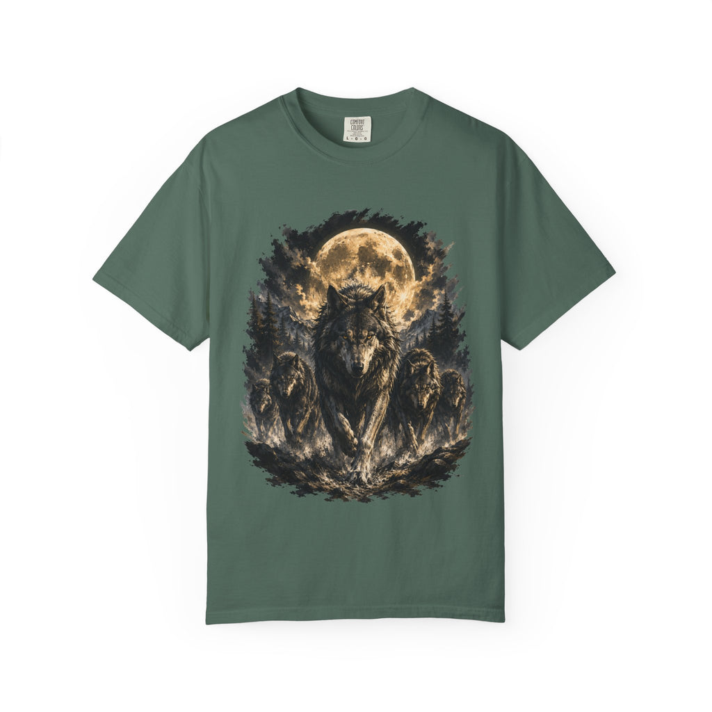 Wolf Pack Mystical Moon T-Shirt — Vintage Moonlit Forest Graphic Tee