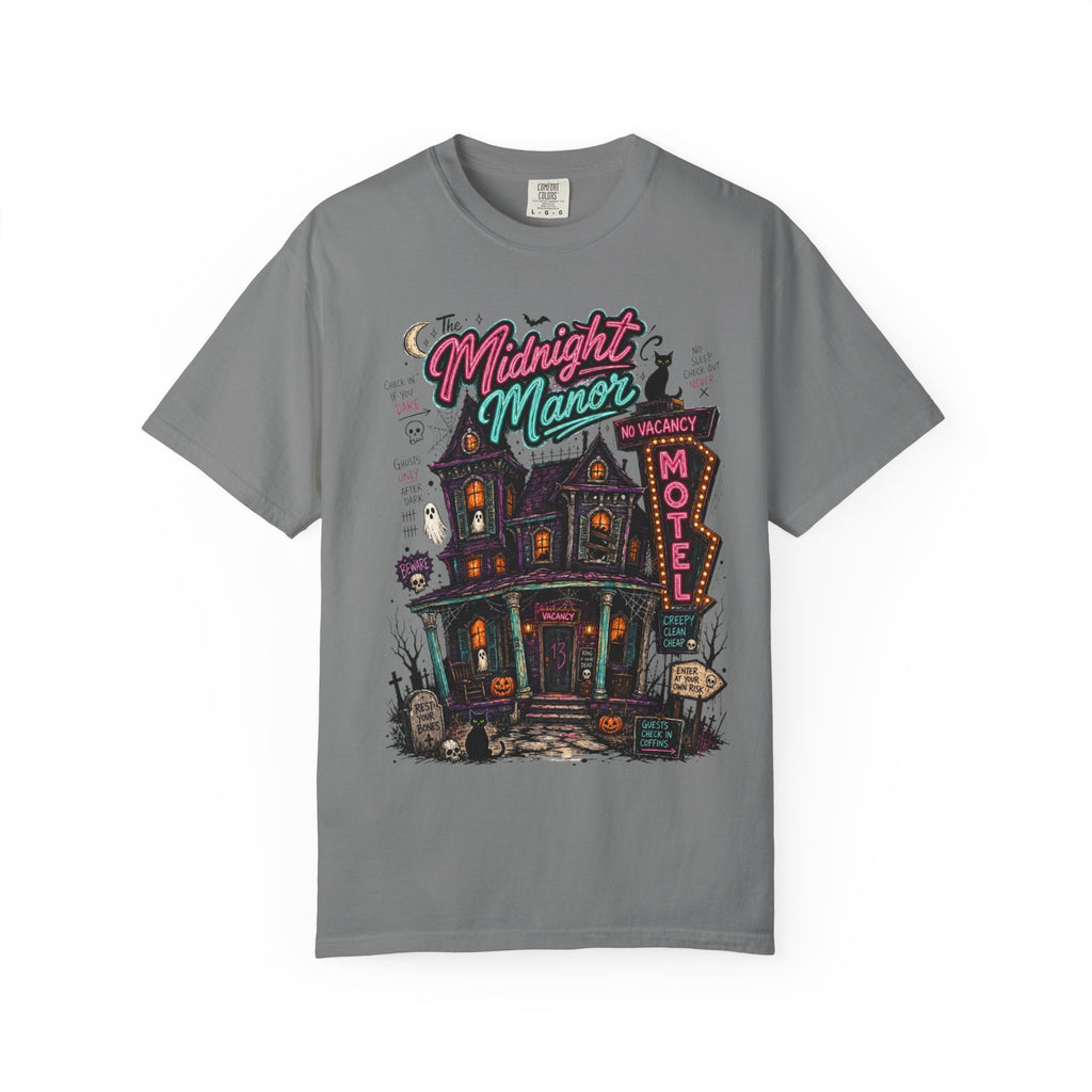 Midnight Manor Motel T-Shirt — Haunted House Horror Tee. Midnight Eye, LLC