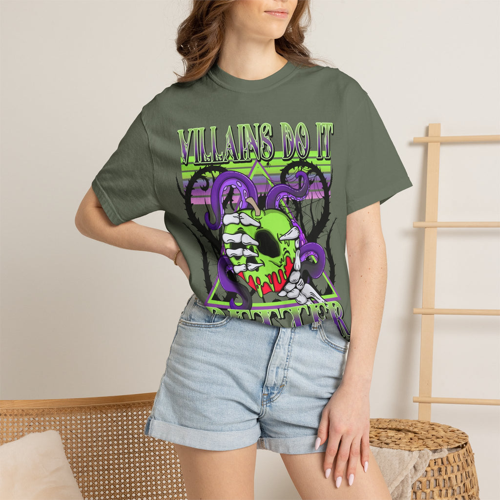 Villains Do It Better Graphic T-Shirt — Neon Monster Skull Tee. Midnight Eye, LLC