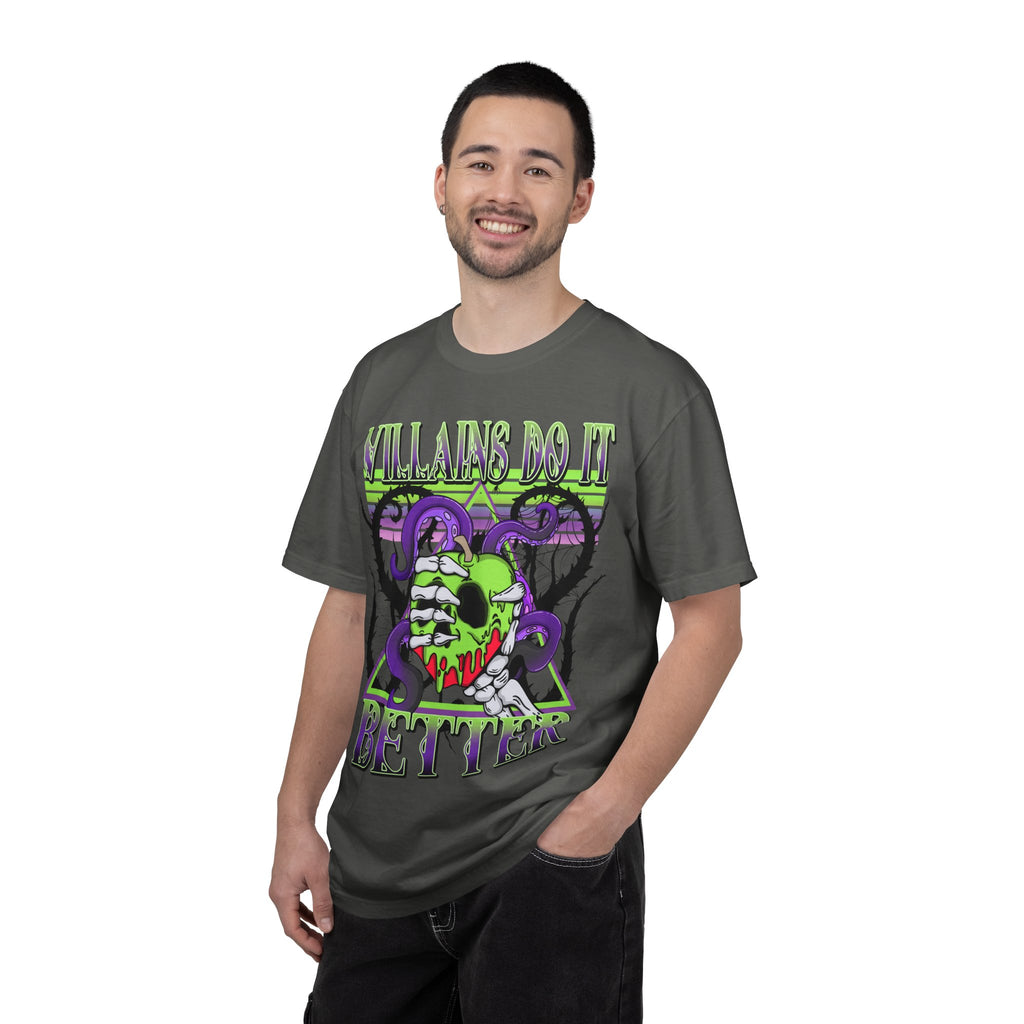 Villains Do It Better Graphic T-Shirt — Neon Monster Skull Tee. Midnight Eye, LLC
