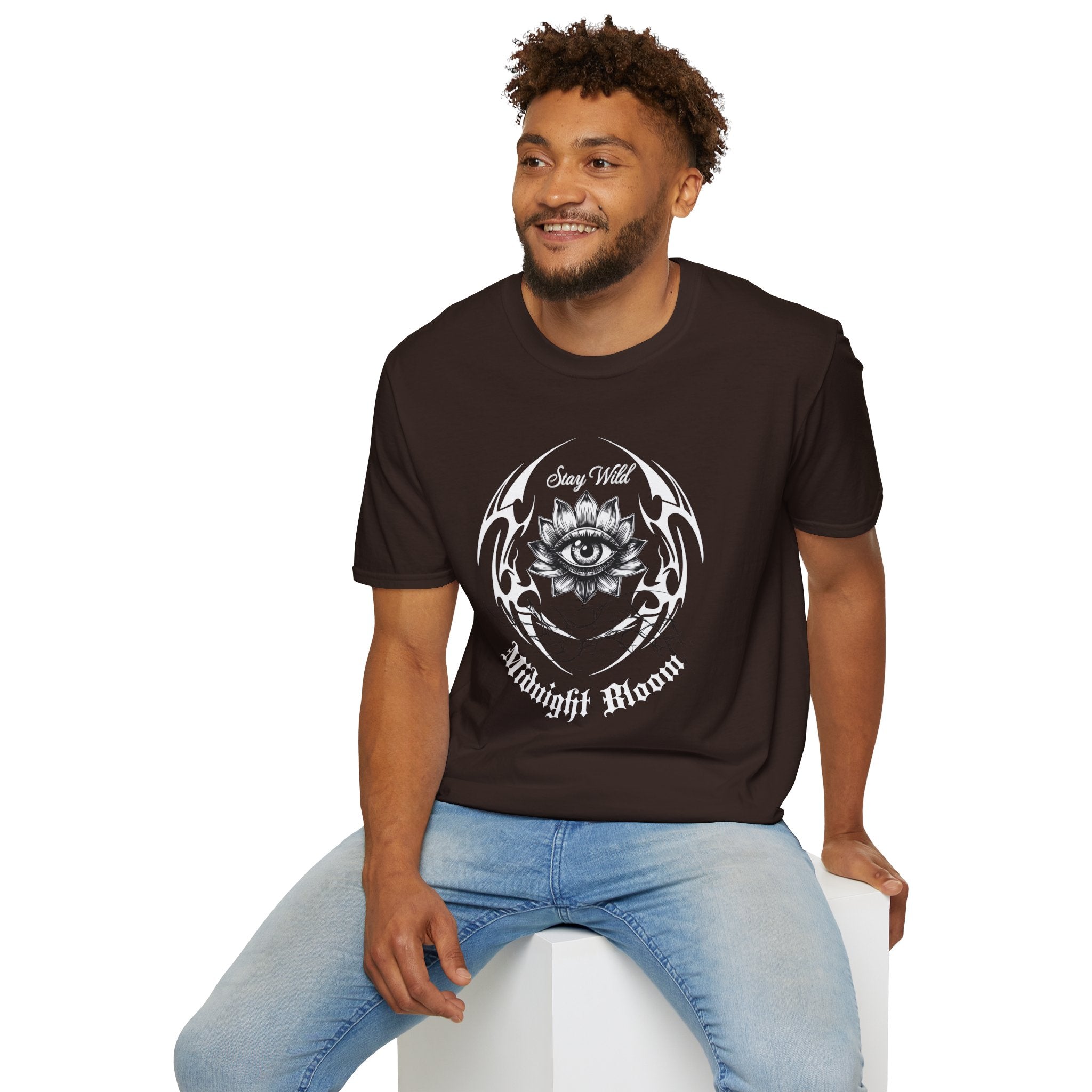 Stay Wild Midnight Moon T-Shirt — Mystical Lotus Eye Graphic Tee - Goth Tee - Dark Aesthetic T-Shirt - Midnight Eye, LLC