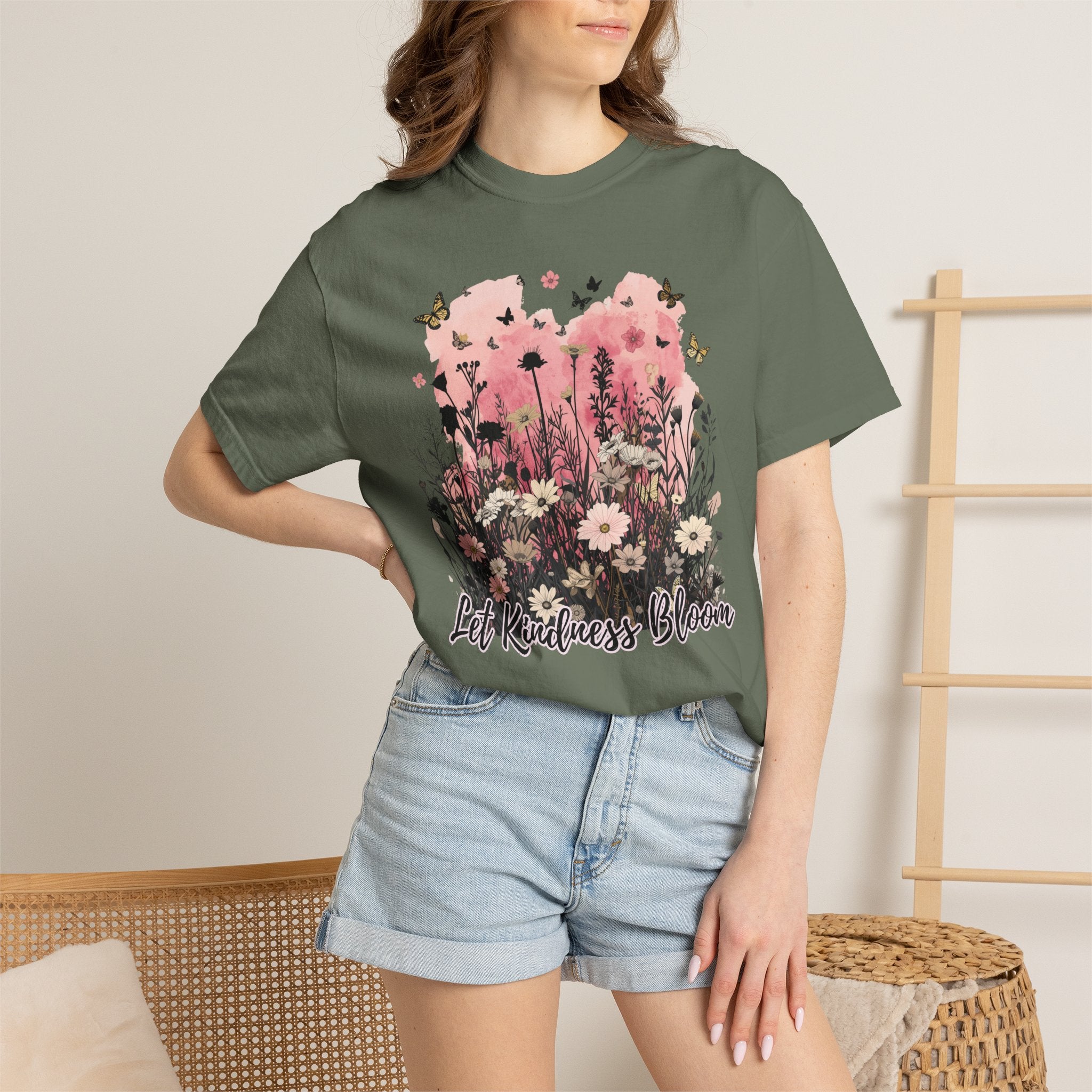 Let Kindness Bloom T-Shirt — Floral Garden Graphic Tee - Cute Motivational T-Shirt. Midnight Eye, LLC
