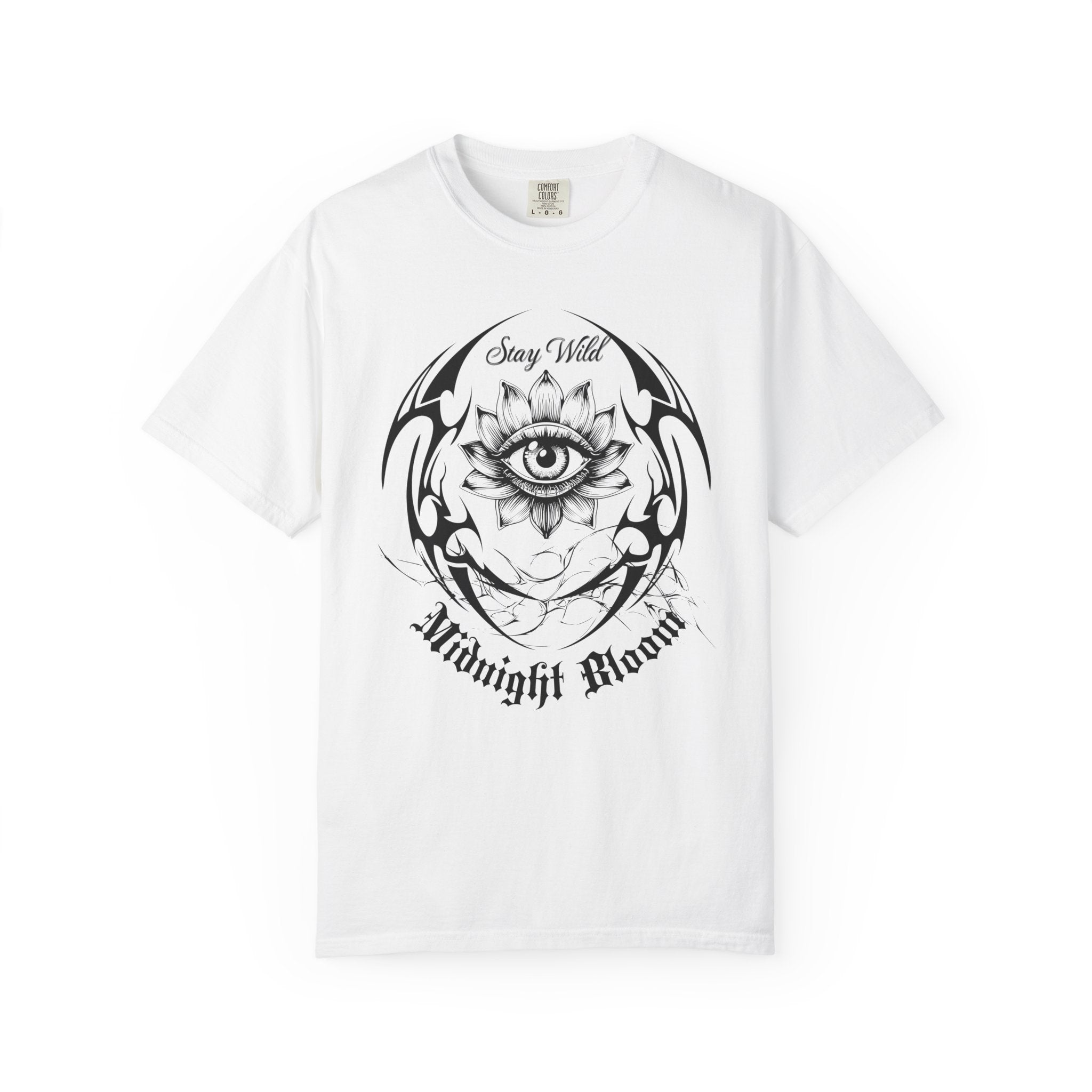 Lotus Eye Graphic T-Shirt — Cybergoth / Cyberpunk Floral Tee. Midnight Eye, LLC