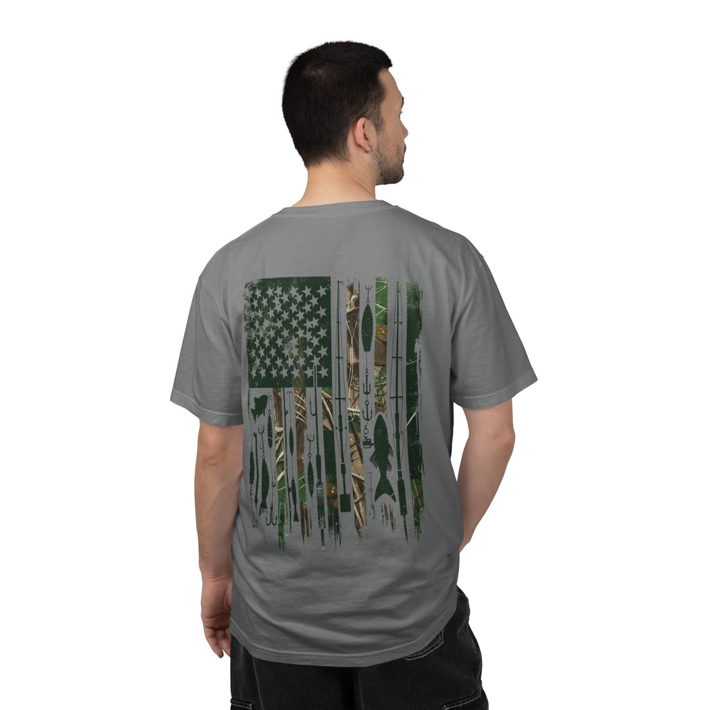 Fishing Flag T-Shirt — "Life is Better Fishing" Graphic Tee - Patriotic Tee - Father's Day T-Shirt - Midnight Eye, LLC