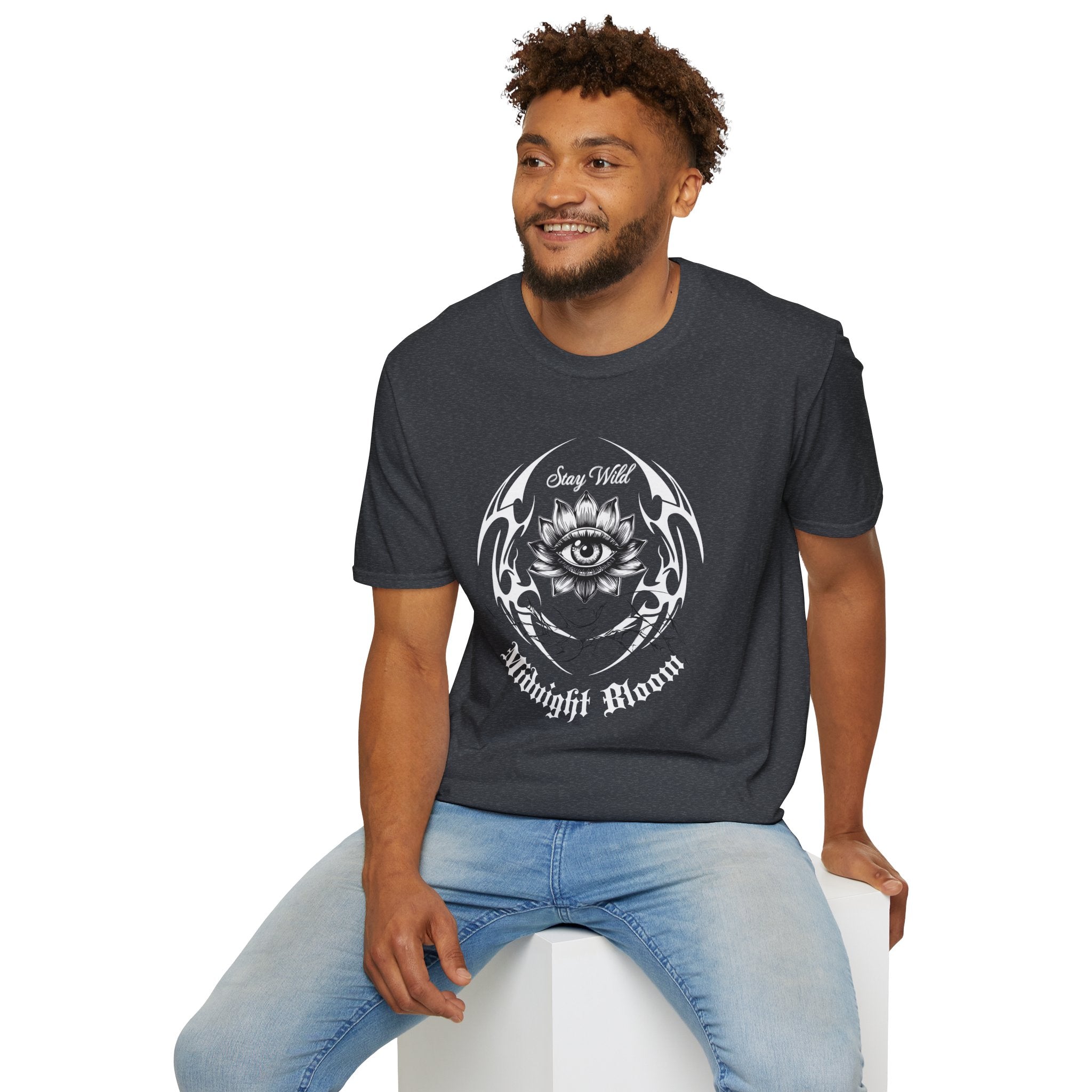 Stay Wild Midnight Moon T-Shirt — Mystical Lotus Eye Graphic Tee - Goth Tee - Dark Aesthetic T-Shirt - Midnight Eye, LLC