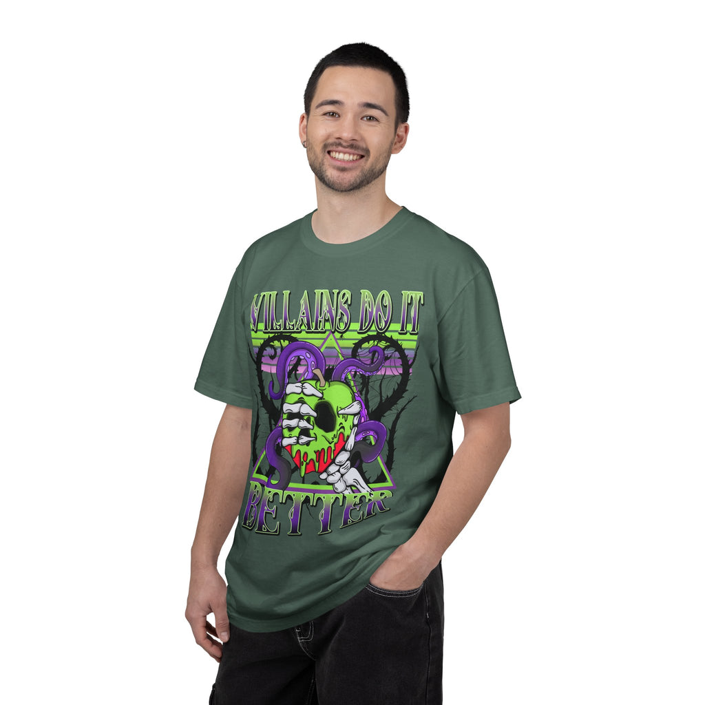 Villains Do It Better Graphic T-Shirt — Neon Monster Skull Tee. Midnight Eye, LLC