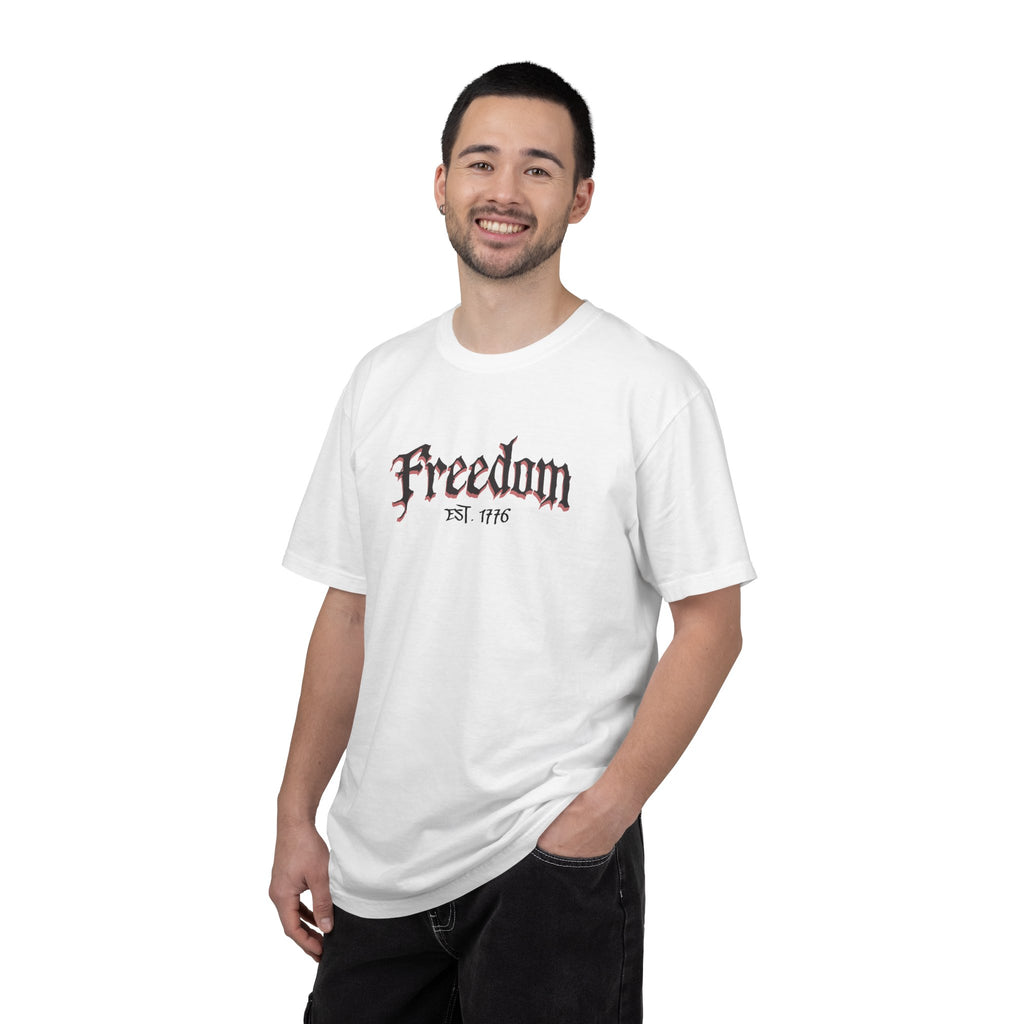 Freedom Skull Tee — Gothic Skull Wings with Distressed American Flag - Streetwear T-Shirt - Midnight Eye, LLC