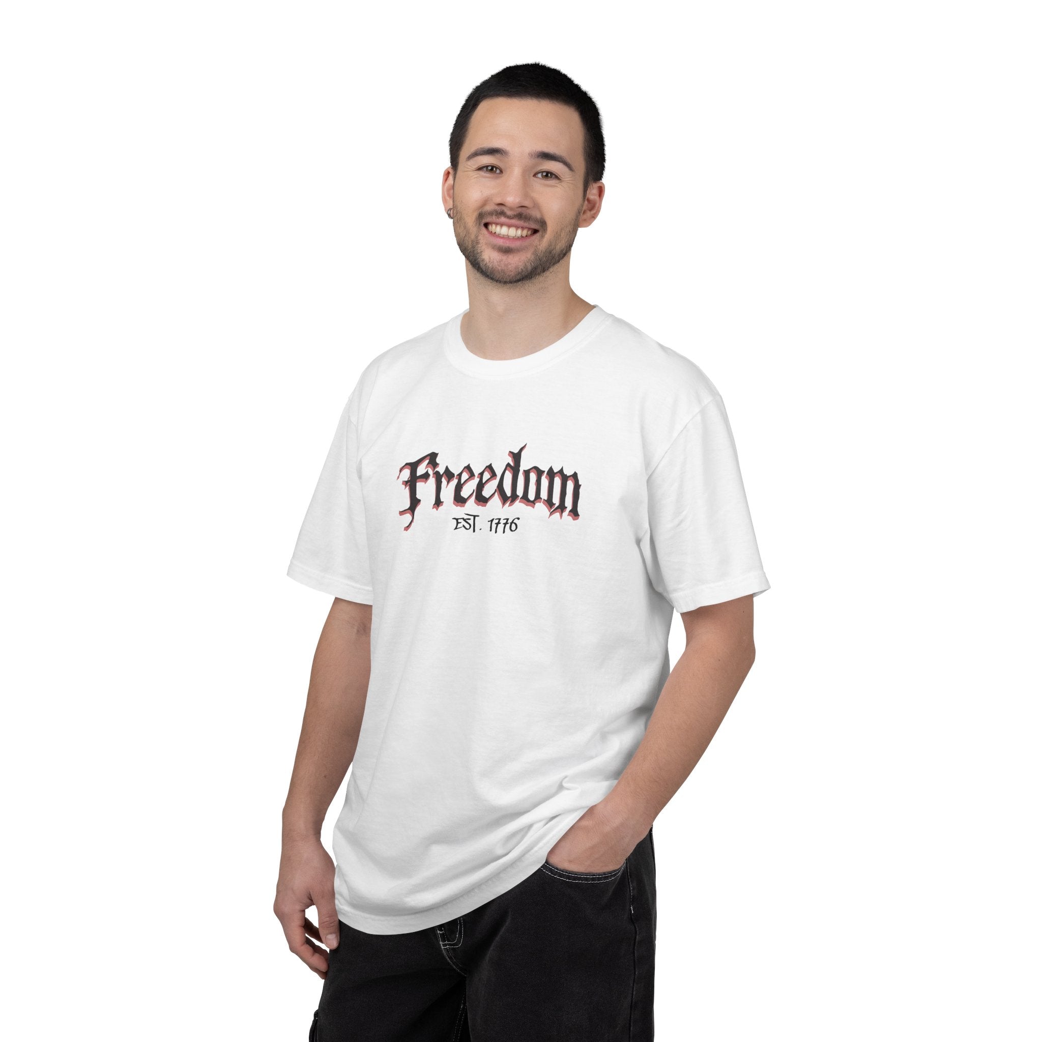 Freedom Skull Tee — Gothic Skull Wings with Distressed American Flag - Streetwear T-Shirt - Midnight Eye, LLC