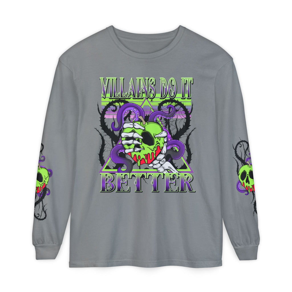 Villains Do It Better Long Sleeve Tee - Halloween Villains Graphic T-Shirt. Midnight Eye, LLC