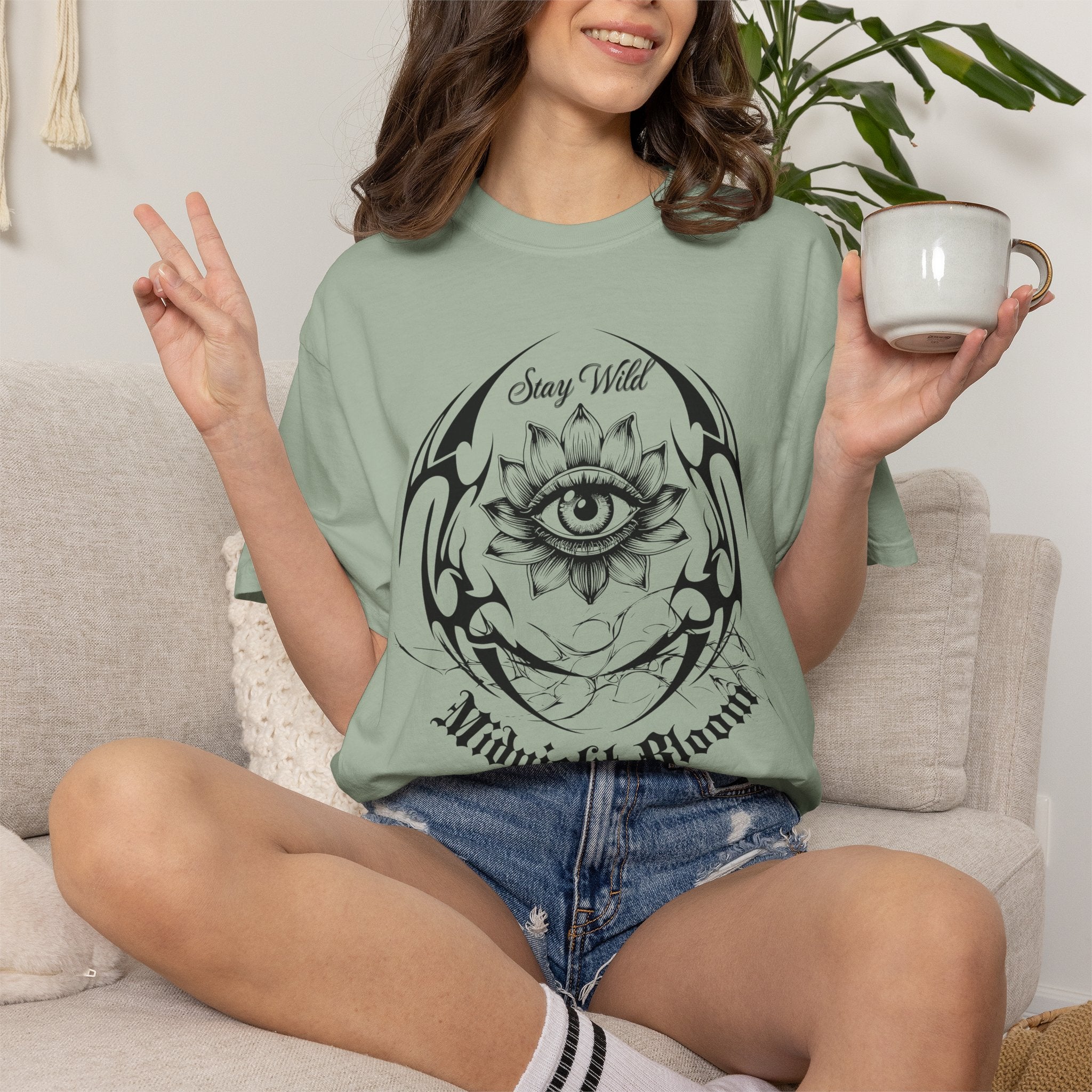 Lotus Eye Graphic T-Shirt — Cybergoth / Cyberpunk Floral Tee. Midnight Eye, LLC
