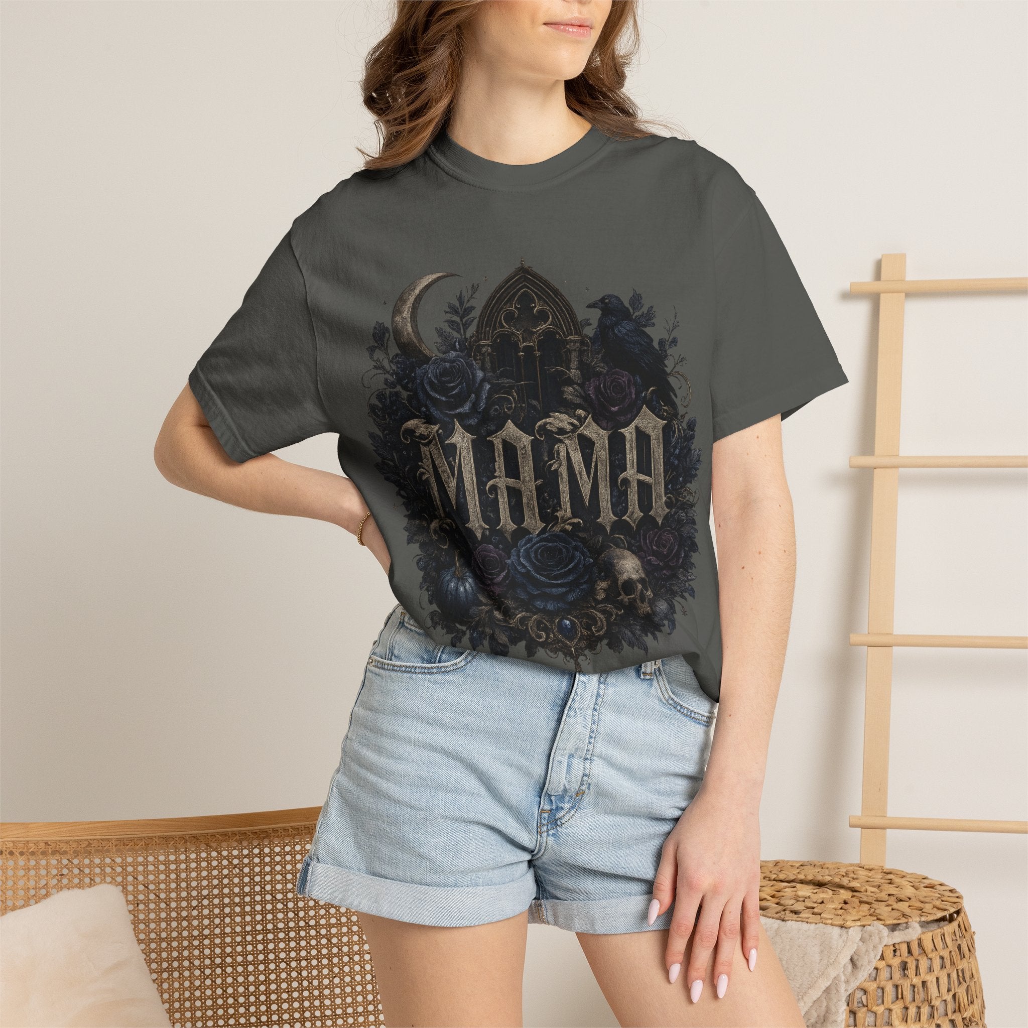 Mama Gothic Floral Skull T-Shirt — Dark Moon Mother's Day Gift. Midnight Eye, LLC
