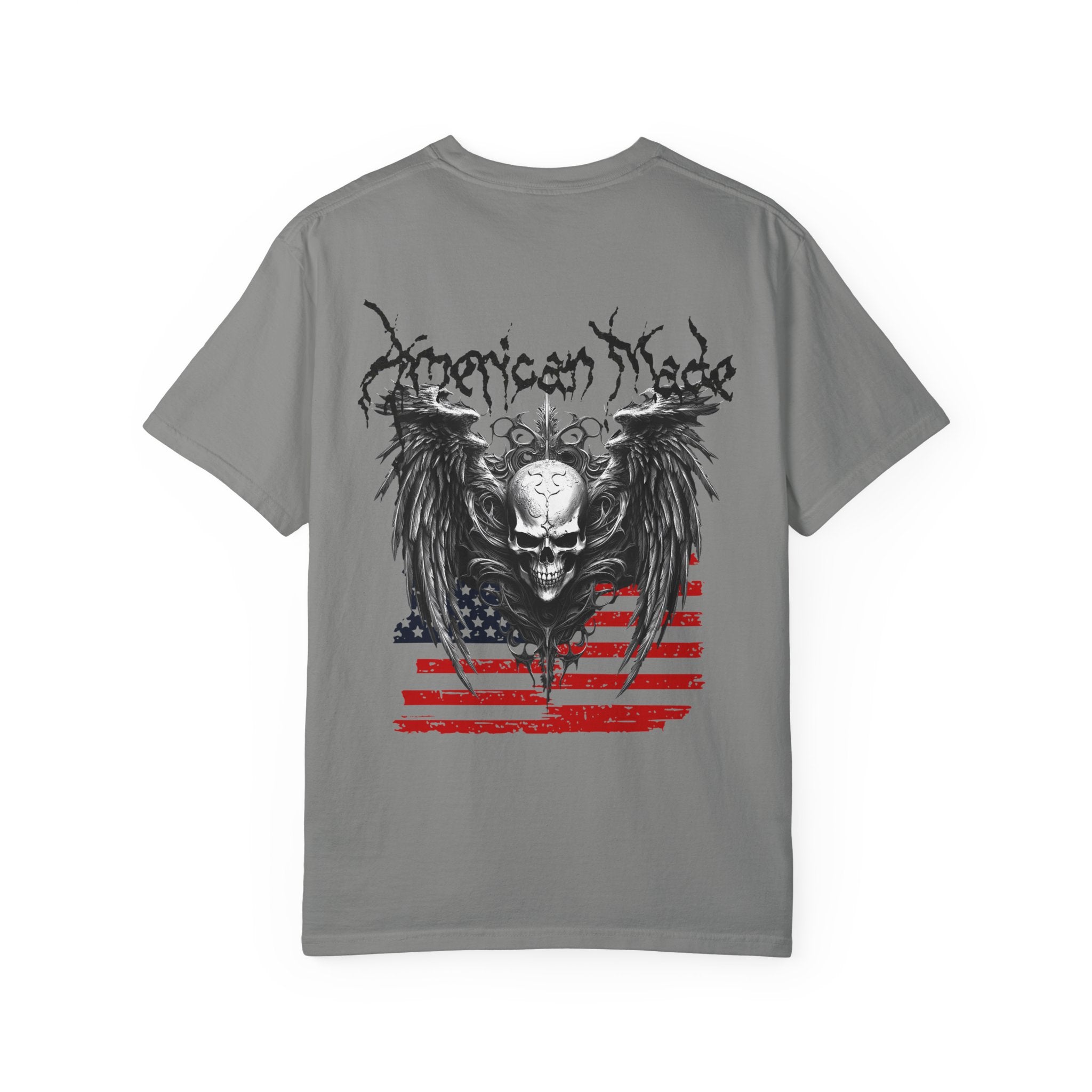 Freedom Skull Tee — Gothic Skull Wings with Distressed American Flag - Streetwear T-Shirt - Midnight Eye, LLC