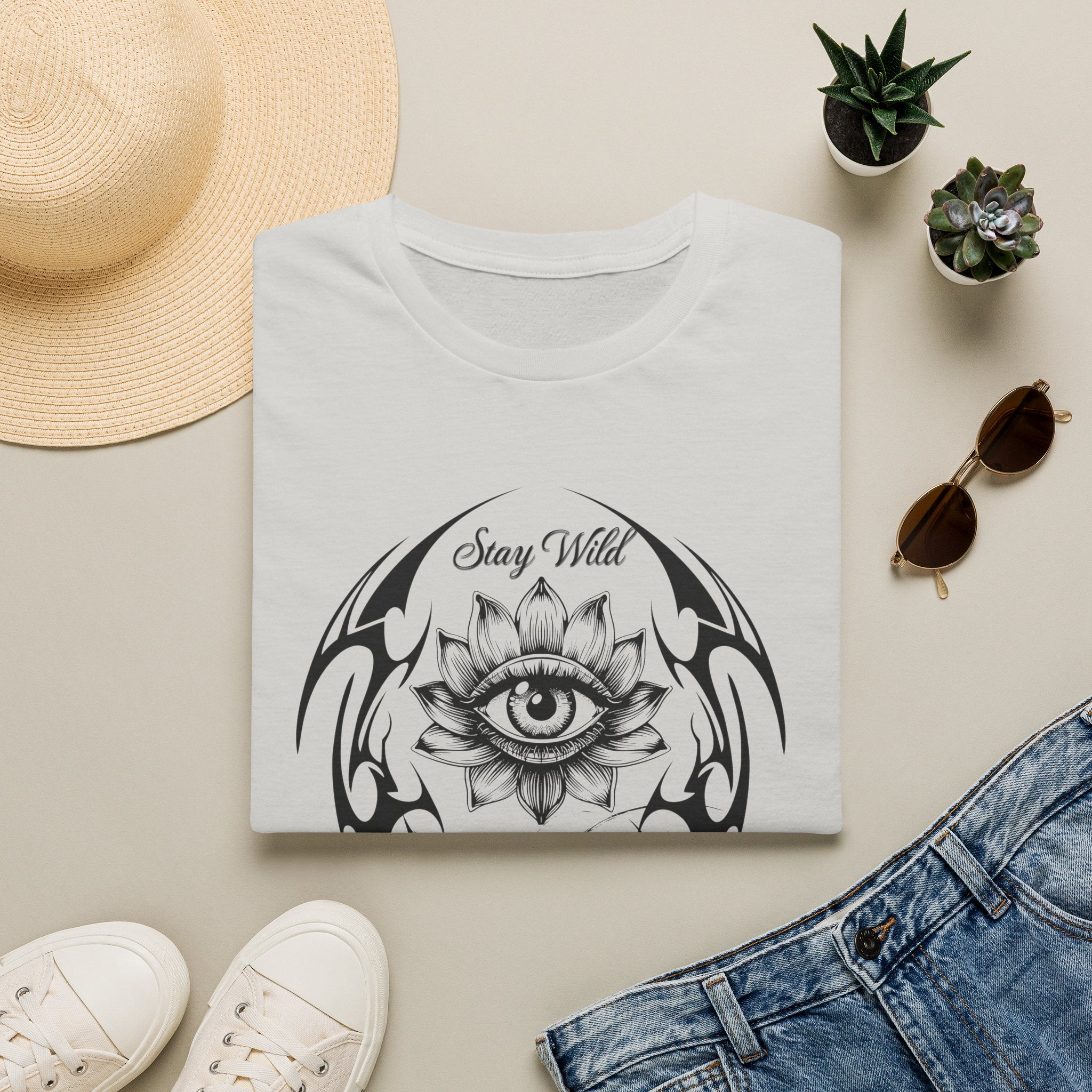 Midnight Eye Graphic T-Shirt — Mystical Lotus All - Seeing Eye Tee - Streetwear T-Shirt - Midnight Eye, LLC