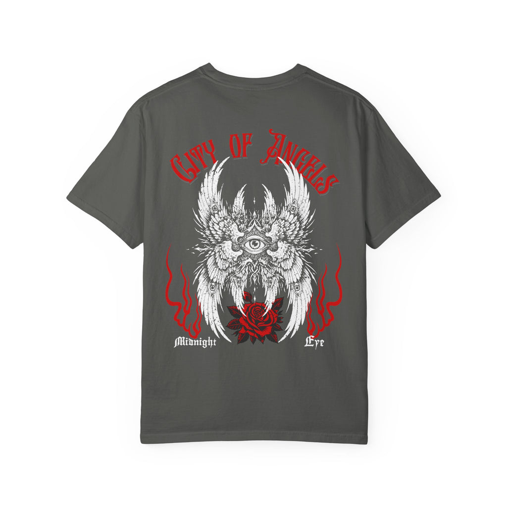 Winged-Eye Graphic Tee — Third Eye Rock Band Shirt - Streetwear Tee - Gothic Red Rose T-Shirt. Midnight Eye, LLC
