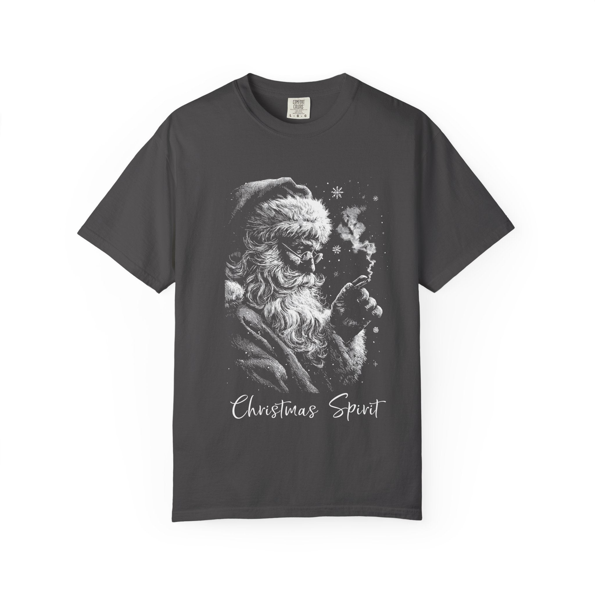 Santa Smoking Pipe T-Shirt — "Christmas Spirit" Vintage Holiday Tee