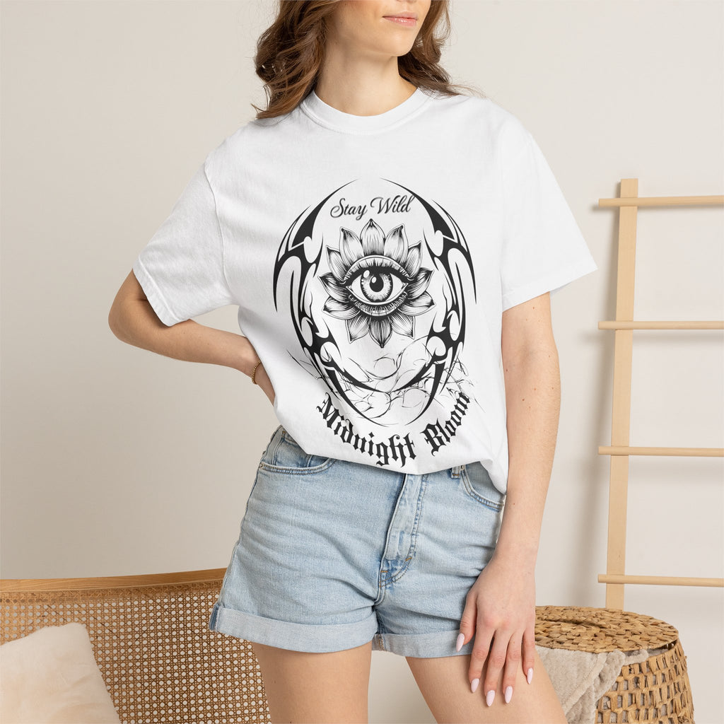 Lotus Eye Graphic T-Shirt — Cybergoth / Cyberpunk Floral Tee. Midnight Eye, LLC