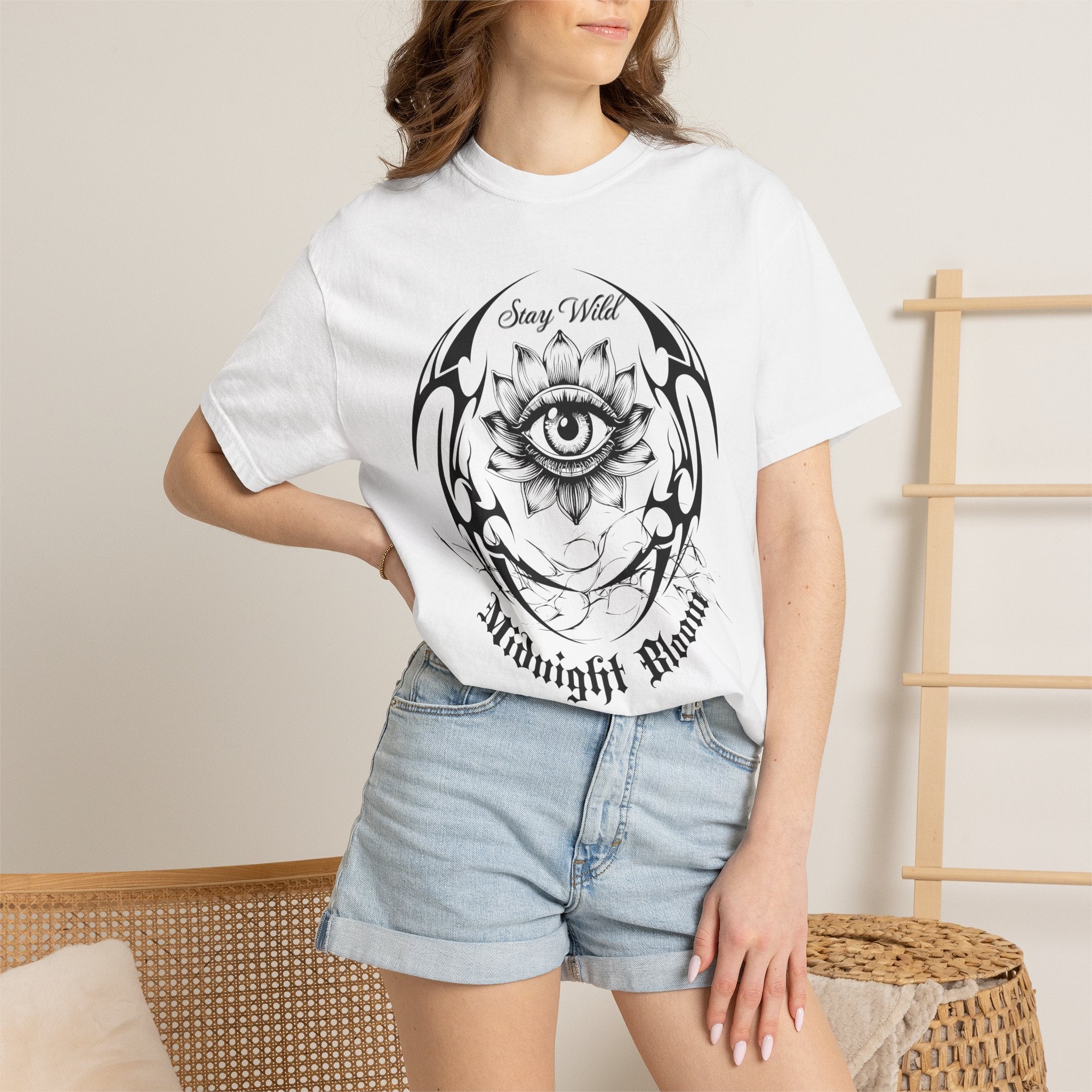 Lotus Eye Graphic T-Shirt — Cybergoth / Cyberpunk Floral Tee. Midnight Eye, LLC