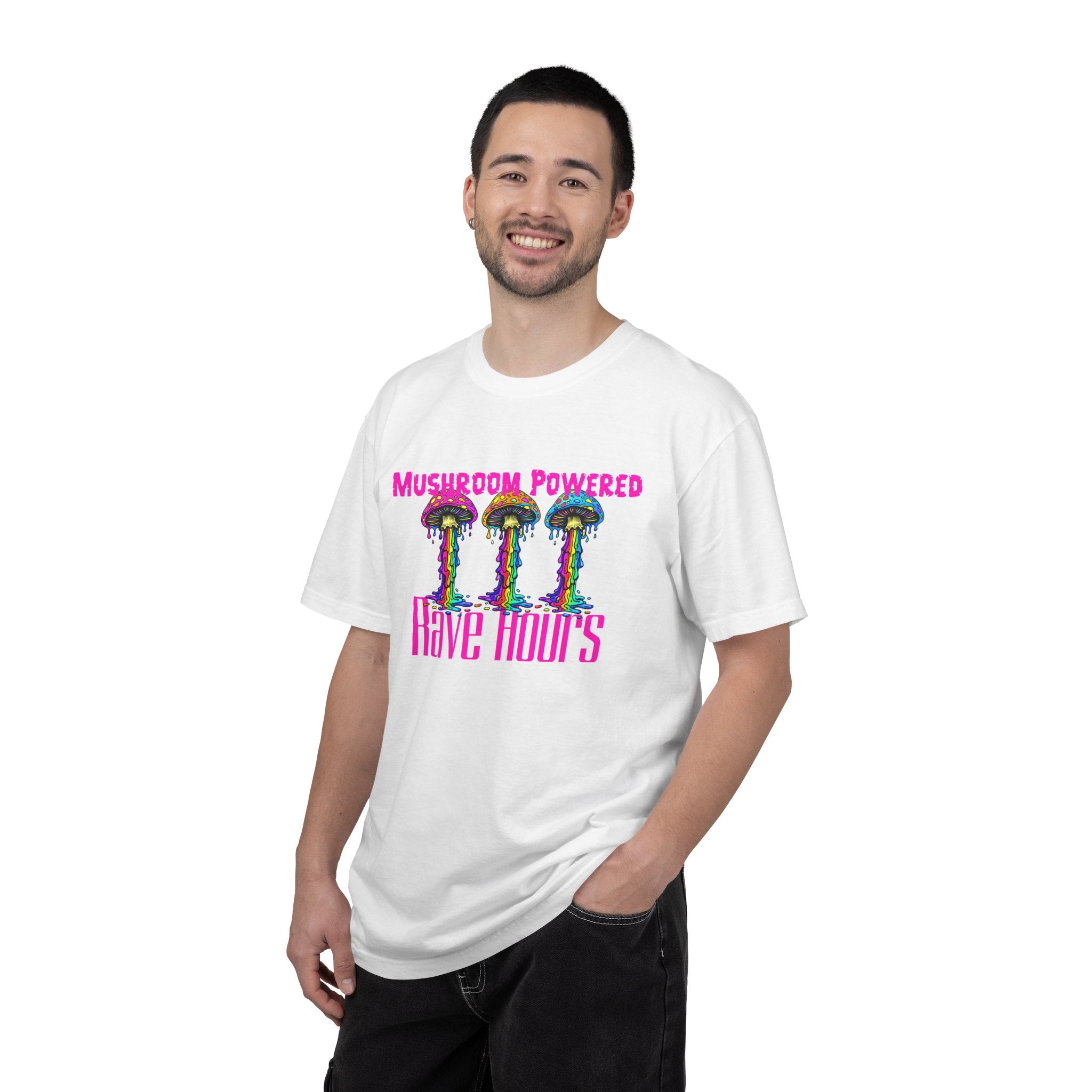 Rave Mushroom T-Shirt — “Mushroom Powered” Psychedelic Festival Tee - Midnight Eye, LLC