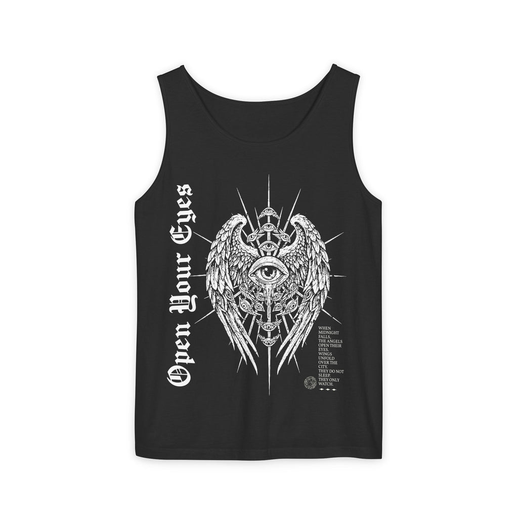 Mystic Winged Eye Tank Top — "Open Your Eyes" Gothic Graphic Tank. Midnight Eye, LLC