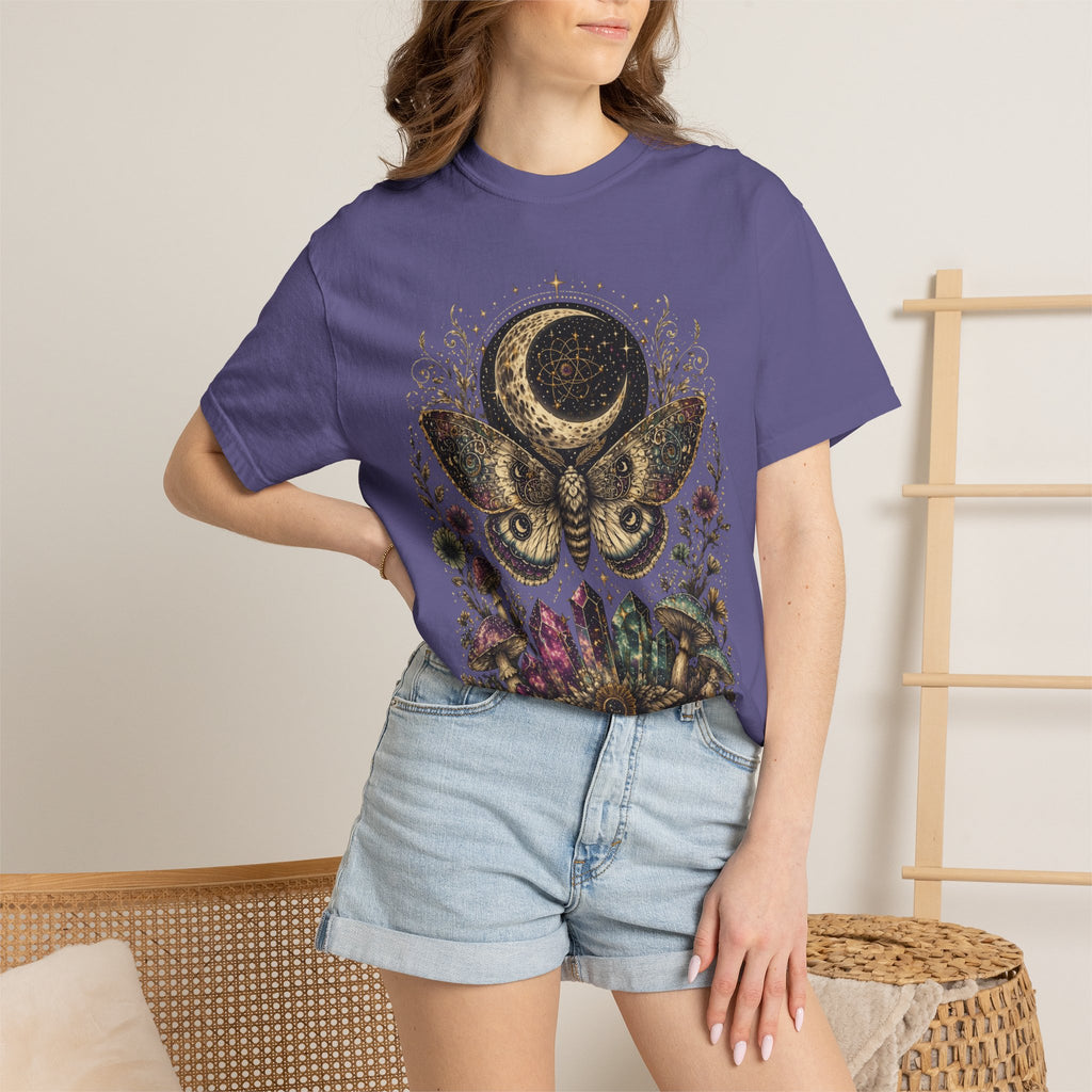 Mystic Moon Moth T-Shirt — Celestial Moth & Crescent Moon Graphic Tee