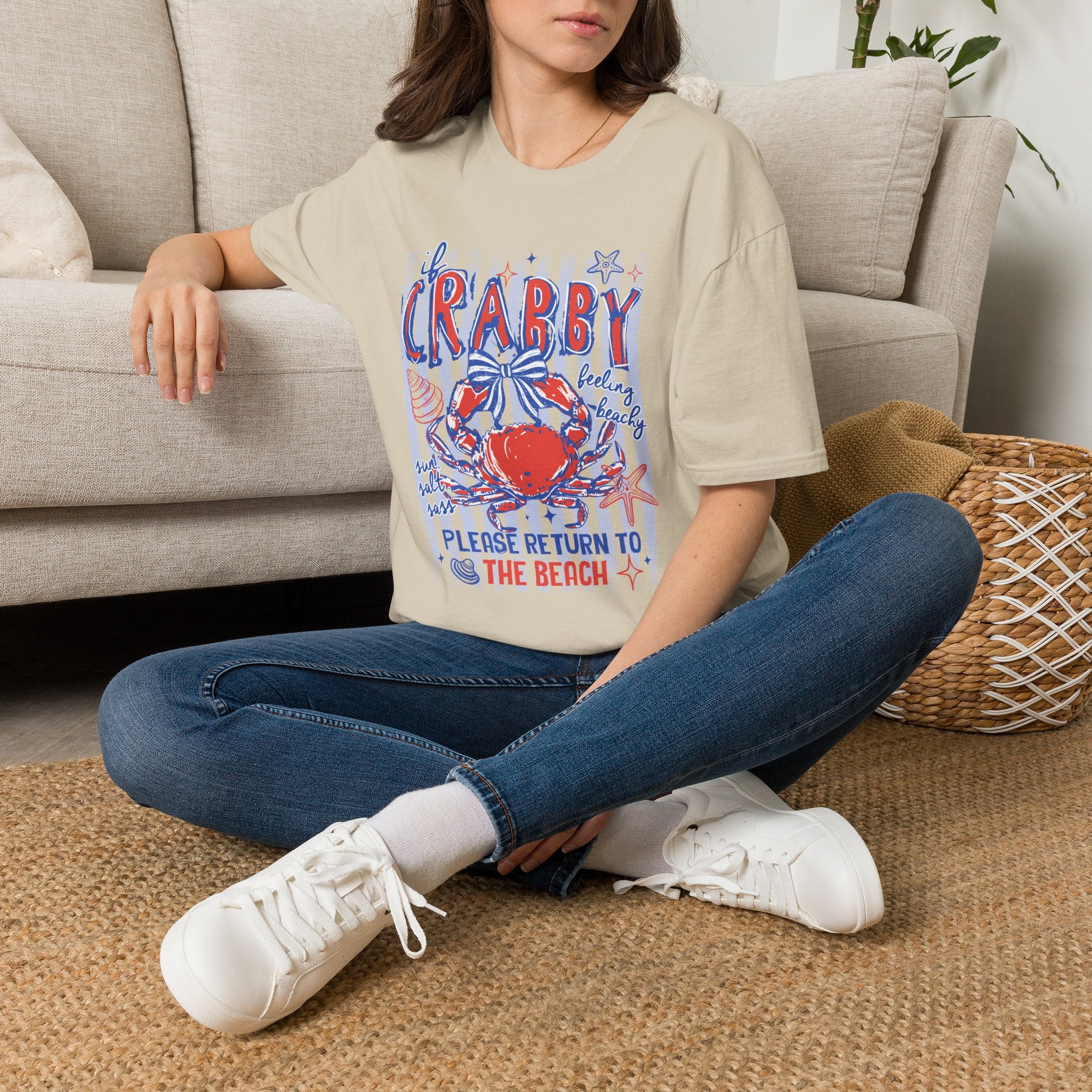Crabby Beach T-Shirt — "If Crabby, Please Return to the Beach" Funny Summer Tee. Midnight Eye, LLC